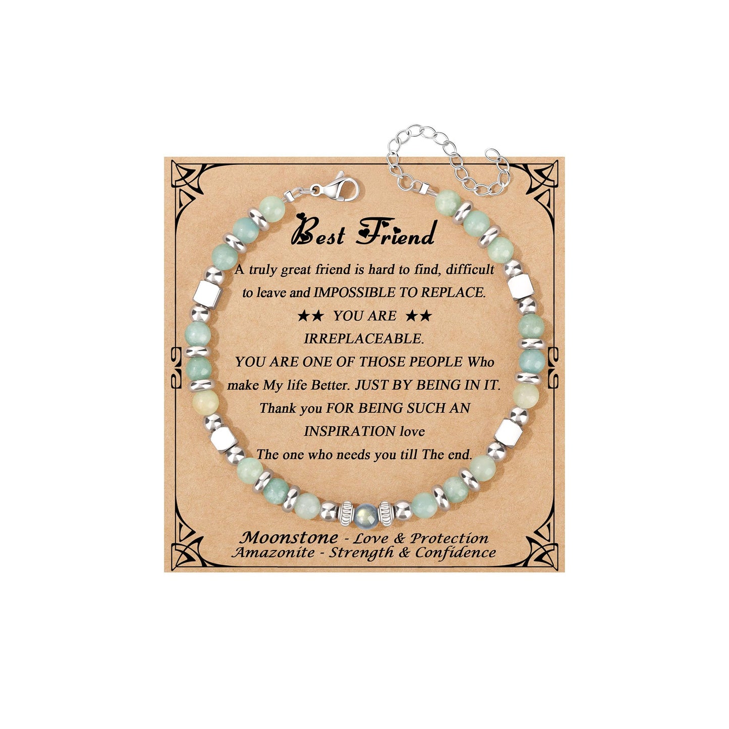 JoycuFF 𝗚𝗶𝗳𝘁𝘀 𝗳𝗼𝗿 𝗪𝗼𝗺𝗲𝗻 𝗠𝗼𝗼𝗻𝘀𝘁𝗼𝗻𝗲 𝗕𝗿𝗮𝗰𝗲𝗹𝗲𝘁 Amazonite Colorful Imperial Jasper Stainless Steel Beads Bracelets, Graduation Christmas Valentines Mothers Day Birthday Gifts