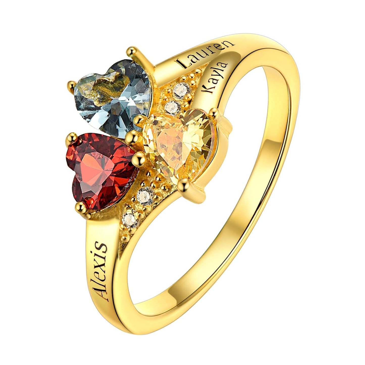 Custom4U Personalized 1-4 Birthstone Rings for Women Promise Rings for Her Sterling Silver Mothers Ring Customized Cubic Zirconia Stones Wedding/Valentine's Day/Mother's Day Jewelry Gift for Mom Wife
