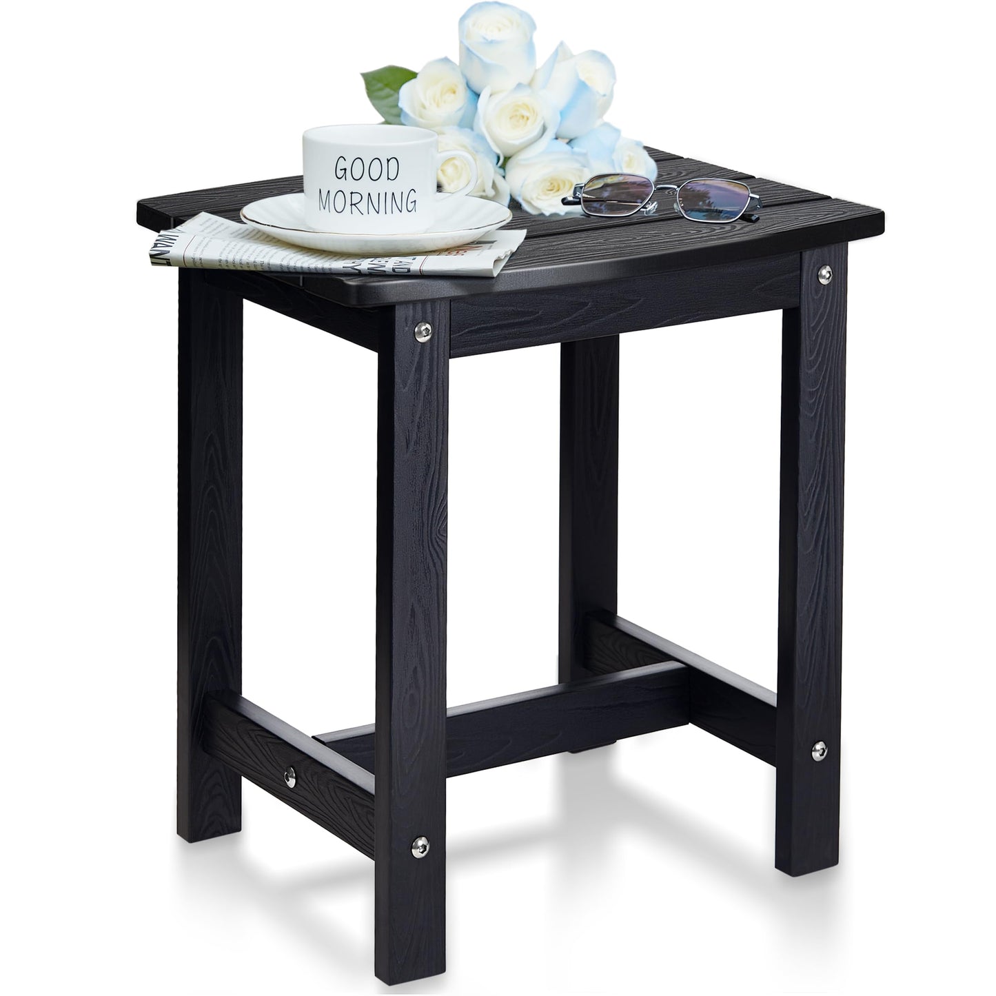 Y&M Adirondack Outdoor Side Table, HIPS Patio End Table, Waterproof Outside Table, Balcony Modern End Tables 23.5" inch Long for Garden, Pool, Beach, Porch, Deck, Indoor or Outdoor Use, Navy Blue