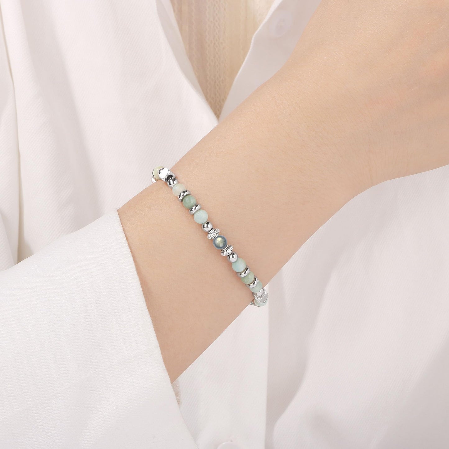 JoycuFF 𝗚𝗶𝗳𝘁𝘀 𝗳𝗼𝗿 𝗪𝗼𝗺𝗲𝗻 𝗠𝗼𝗼𝗻𝘀𝘁𝗼𝗻𝗲 𝗕𝗿𝗮𝗰𝗲𝗹𝗲𝘁 Amazonite Colorful Imperial Jasper Stainless Steel Beads Bracelets, Graduation Christmas Valentines Mothers Day Birthday Gifts