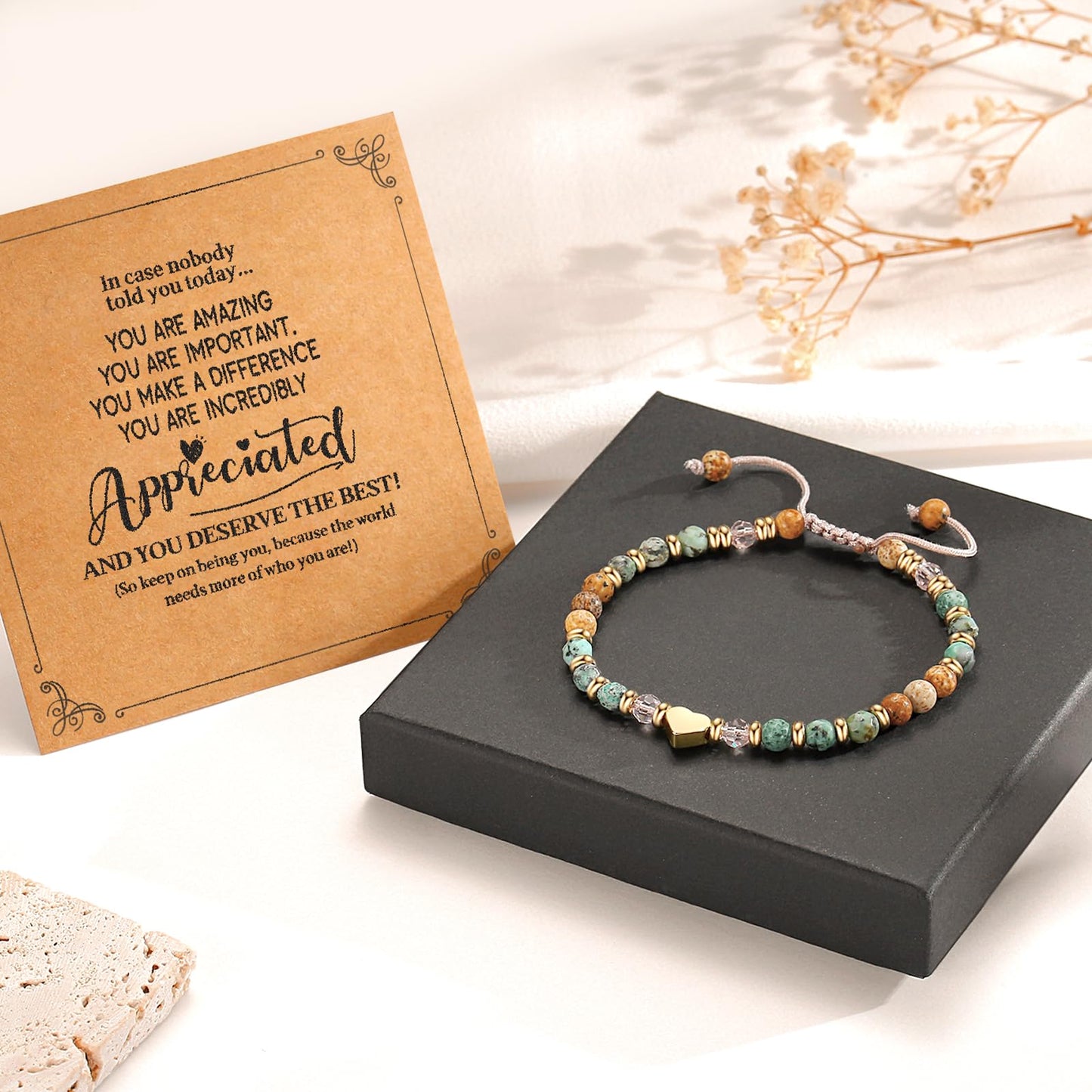yupoxiu Inspirational Gifts for Women Birthday - Healing Natural Stone Bracelets, Thinking of You Get Well Soon Gifts for Women Friend Sister