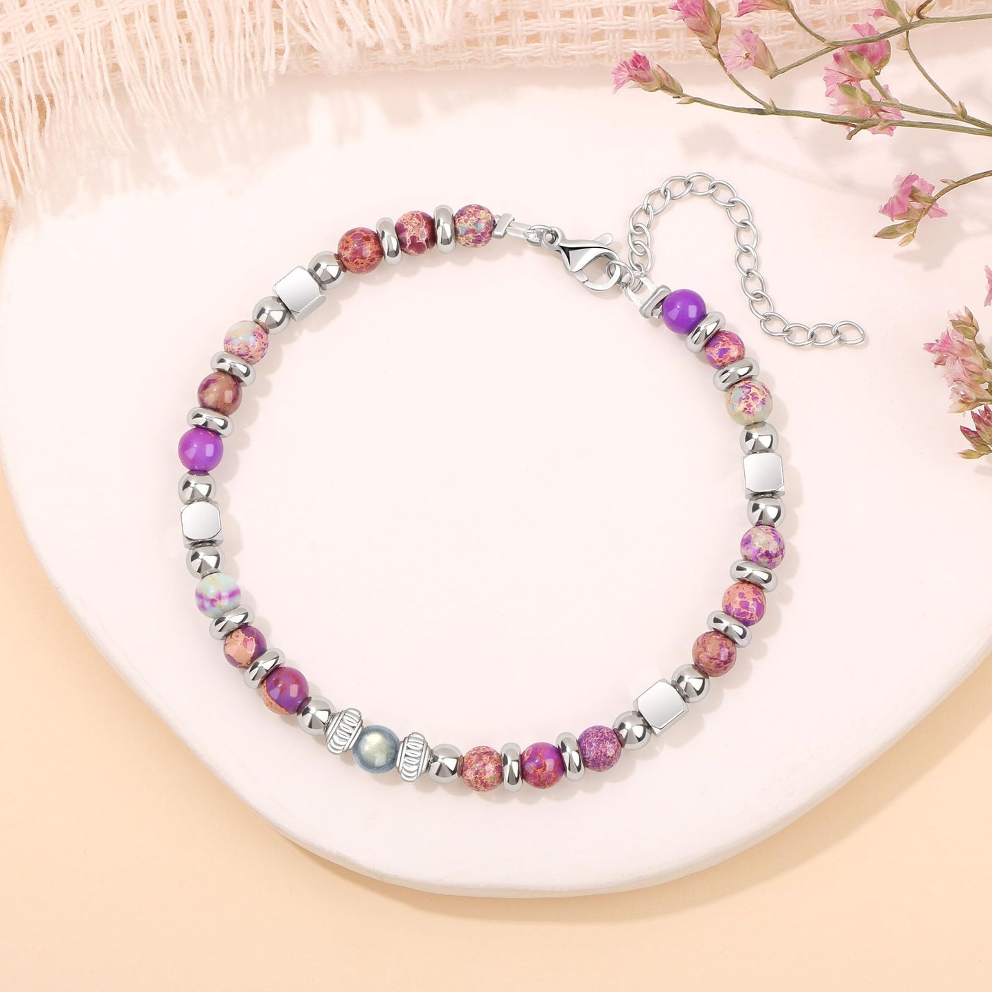 JoycuFF 𝗚𝗶𝗳𝘁𝘀 𝗳𝗼𝗿 𝗪𝗼𝗺𝗲𝗻 𝗠𝗼𝗼𝗻𝘀𝘁𝗼𝗻𝗲 𝗕𝗿𝗮𝗰𝗲𝗹𝗲𝘁 Amazonite Colorful Imperial Jasper Stainless Steel Beads Bracelets, Graduation Christmas Valentines Mothers Day Birthday Gifts