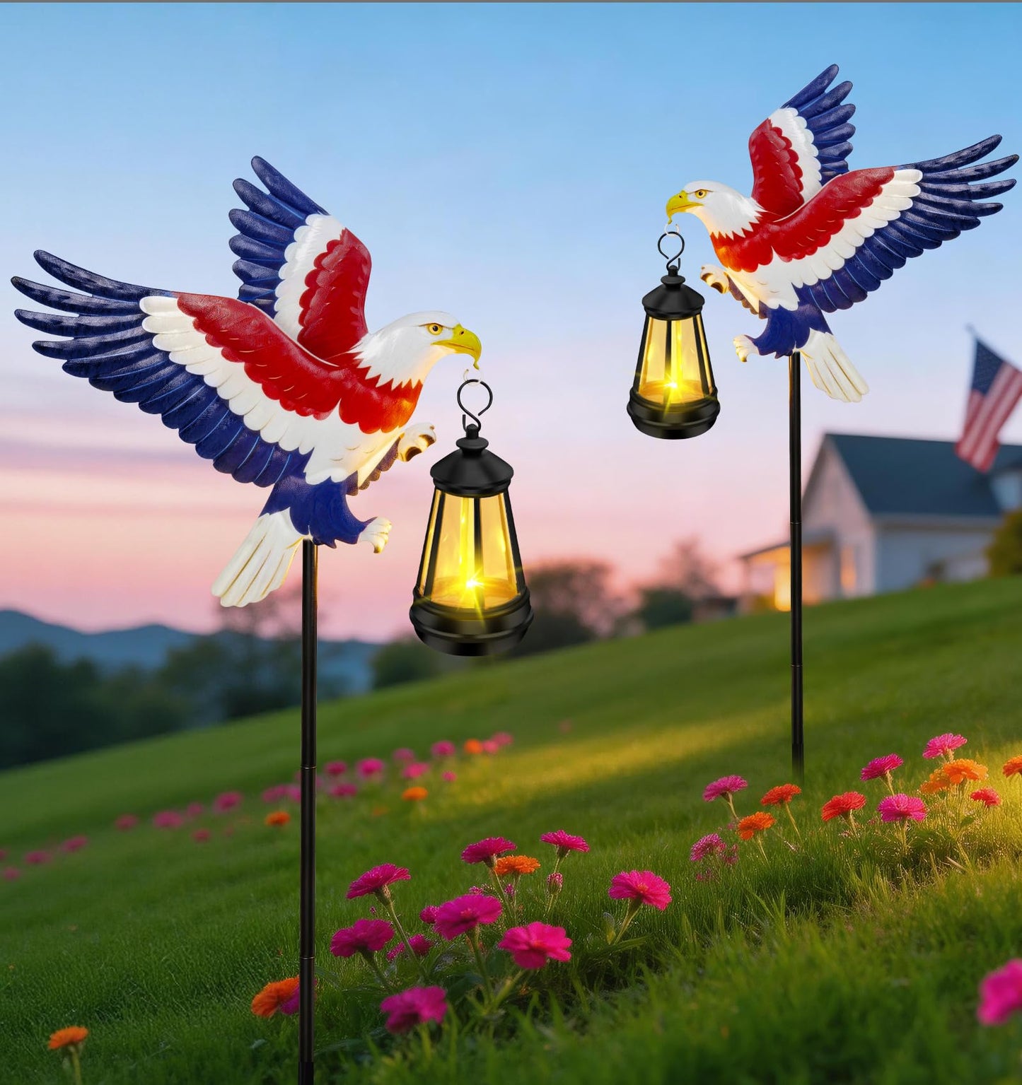 ZFNN Solar Garden Decor Lights Outdoor Waterproof, Metal Butterfly Stakes with Solar Lanterns, Solar Garden Lights for Decorative Yard Art Outside Patio Lawn Ornaments, Gifts for Women Mom