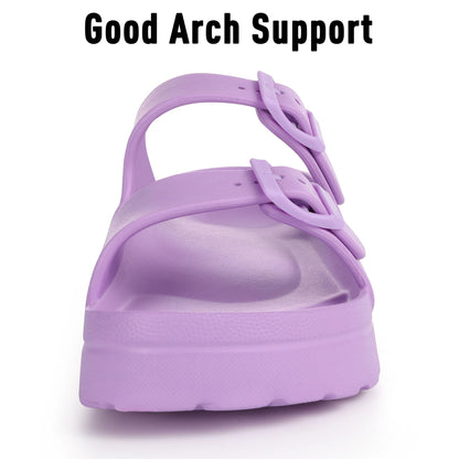 Goosecret Women's Platform Sandals with Arch Support, Chunky Lightweight Foam Slip on Slides, Comfortable Summer Beach Sandals with Adjustable Buckle