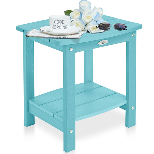 Y&M Adirondack Outdoor Side Table, HIPS Patio End Table, Waterproof Outside Table, Balcony Modern End Tables 23.5" inch Long for Garden, Pool, Beach, Porch, Deck, Indoor or Outdoor Use, Navy Blue
