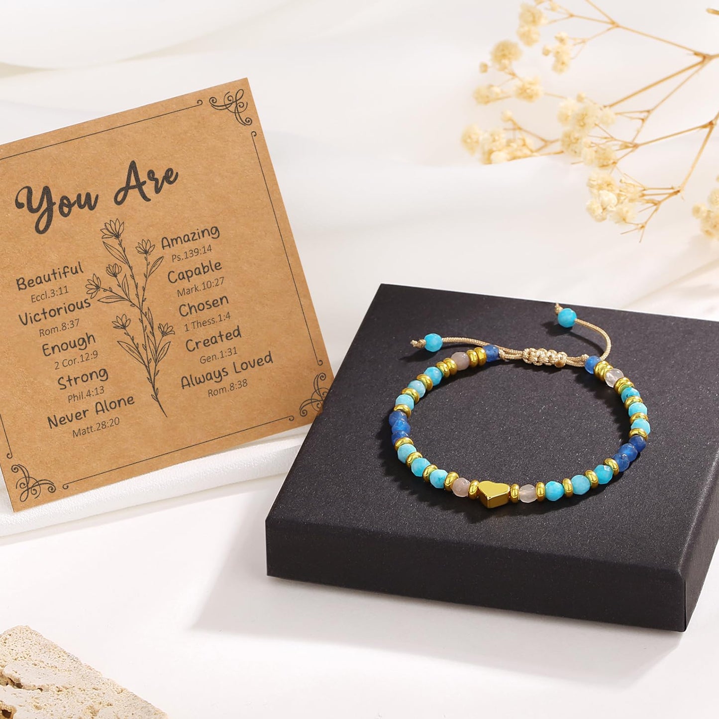 yupoxiu Inspirational Gifts for Women Birthday - Healing Natural Stone Bracelets, Thinking of You Get Well Soon Gifts for Women Friend Sister