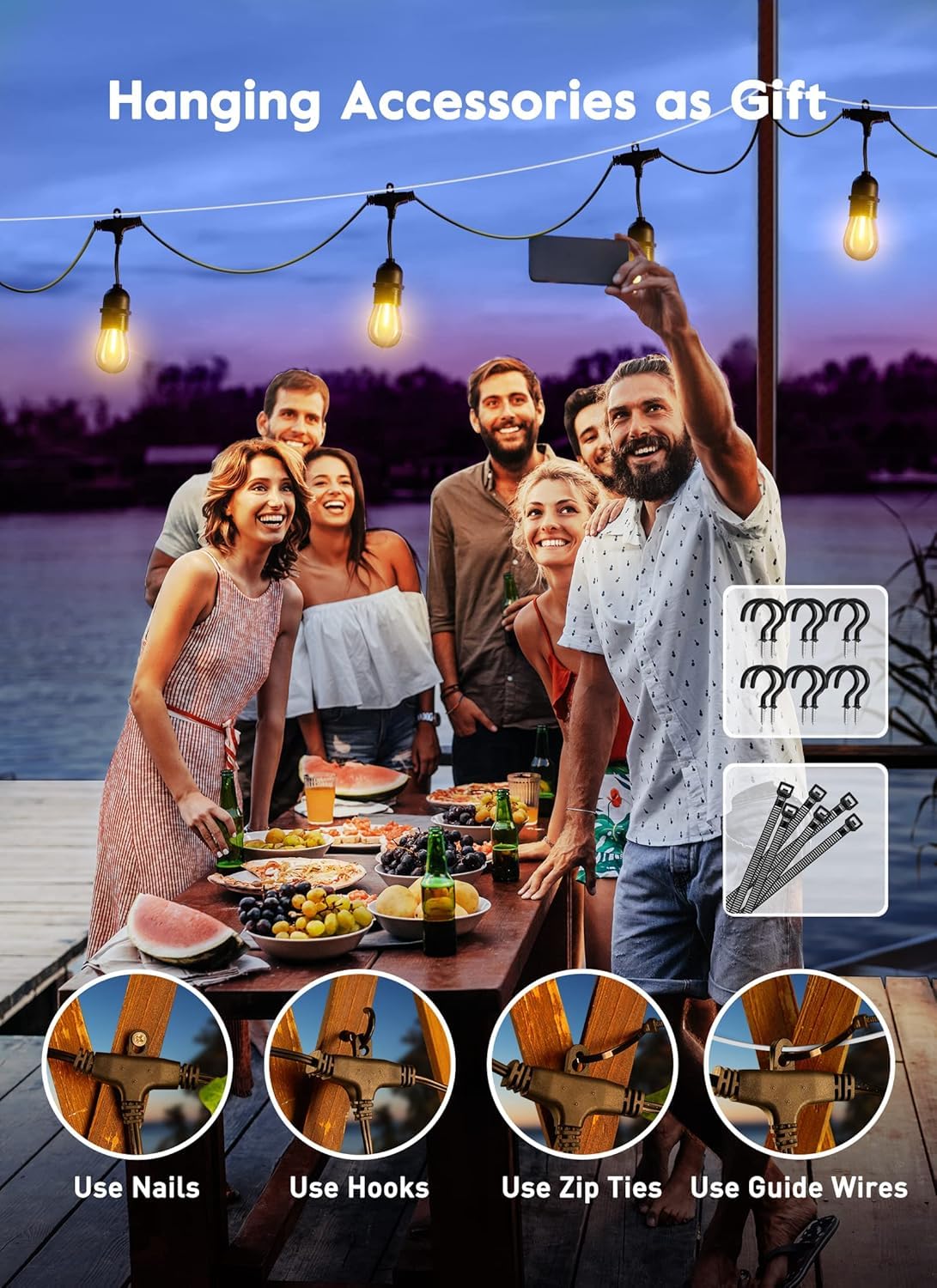 Brightown Outdoor String Lights, 50FT 25 G40 Bulbs Shatterproof Patio Lights, IP65 Waterproof Dimmable Hanging Connectable Globe LED Outdoor Lights for Backyard, Bistro, Porch, Deck, Balcony