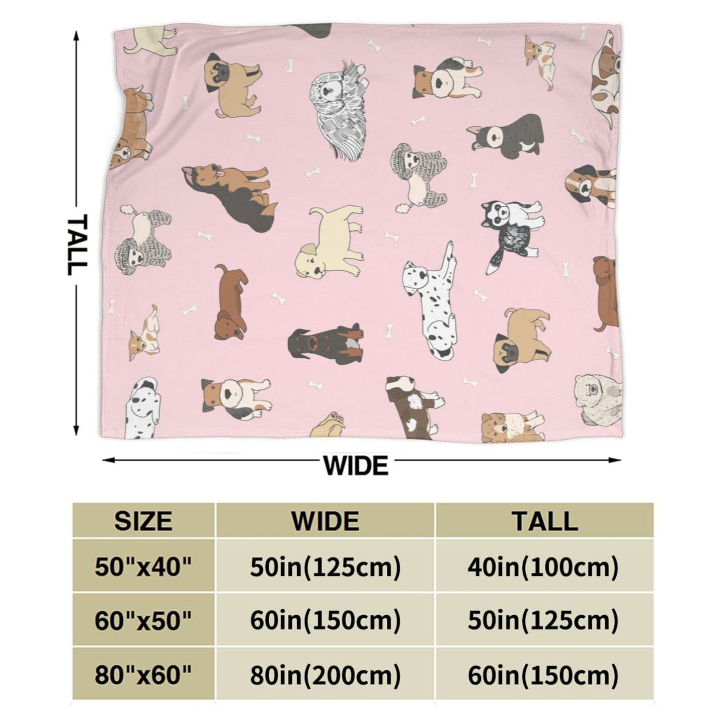 Perinsto Cute Throw Blanket Ultra Soft Warm All Season Decorative Fleece Blankets for Bed Chair Car Sofa Couch Bedroom 50" X 40”