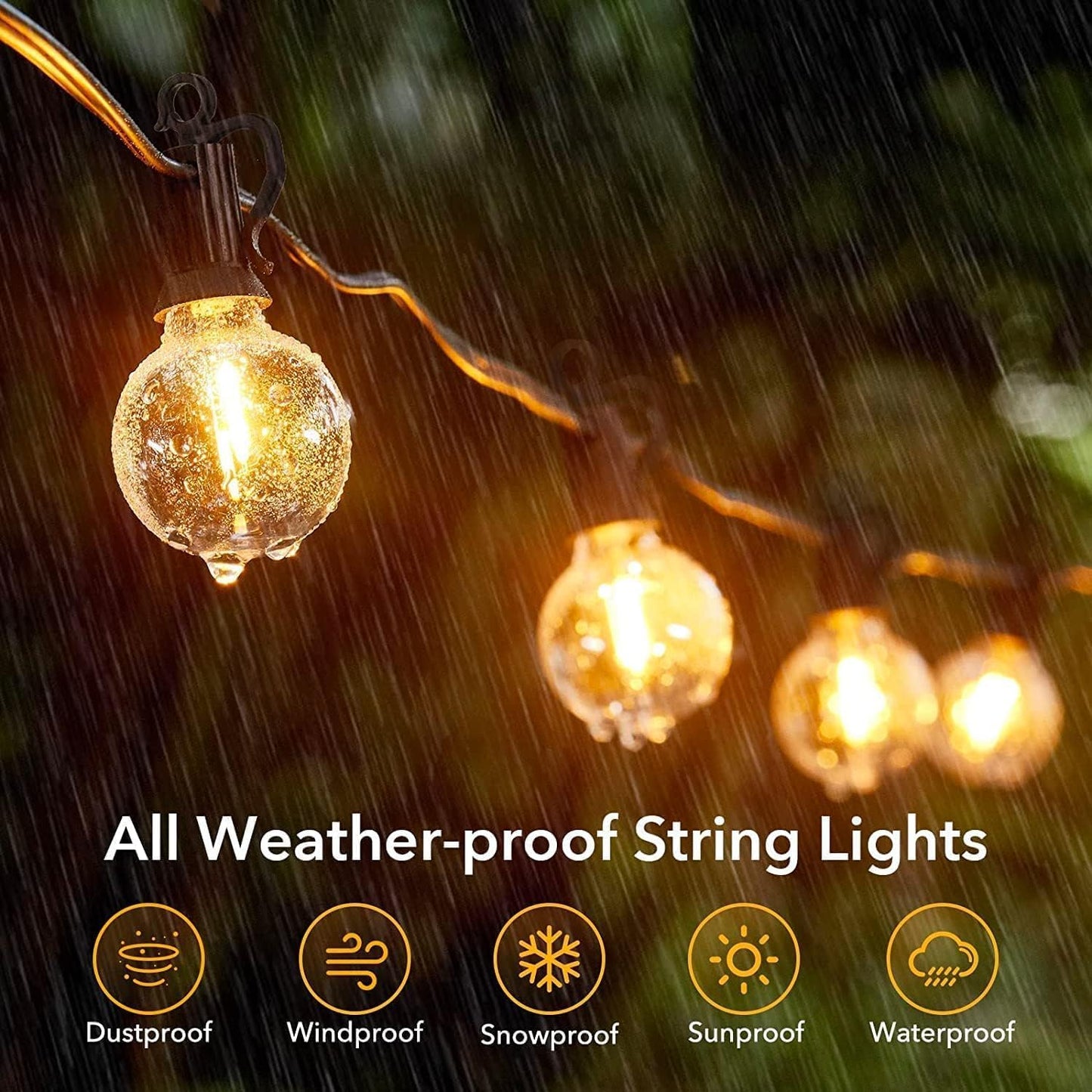 Brightown Outdoor String Lights, 50FT 25 G40 Bulbs Shatterproof Patio Lights, IP65 Waterproof Dimmable Hanging Connectable Globe LED Outdoor Lights for Backyard, Bistro, Porch, Deck, Balcony