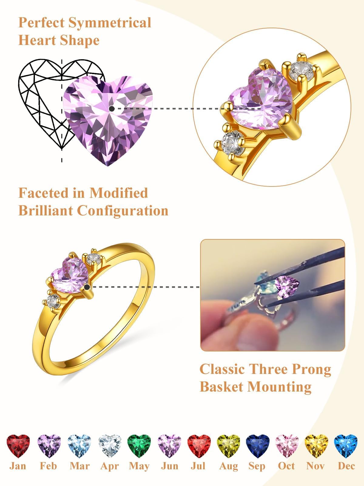 Custom4U Personalized 1-4 Birthstone Rings for Women Promise Rings for Her Sterling Silver Mothers Ring Customized Cubic Zirconia Stones Wedding/Valentine's Day/Mother's Day Jewelry Gift for Mom Wife