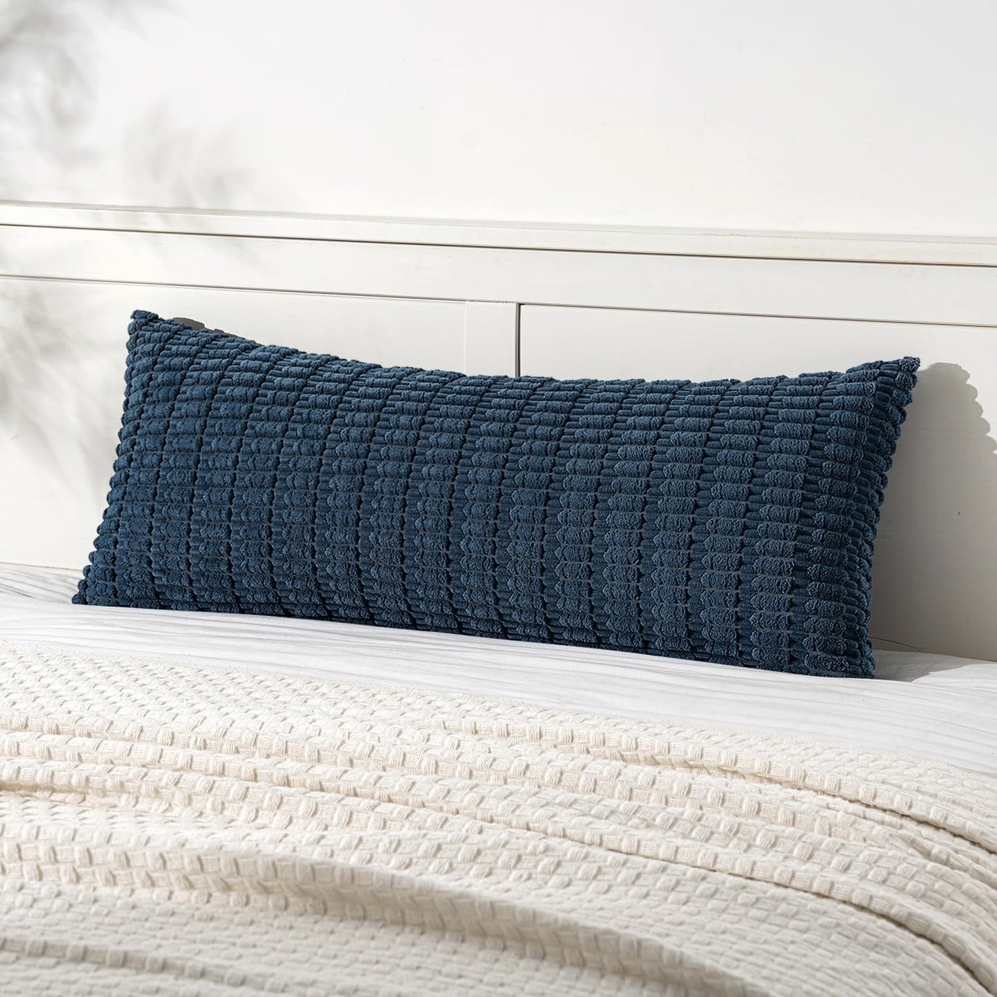 MIULEE Pack of 2 Corduroy Decorative Throw Pillow Covers 18x18 Inch Soft Boho Striped Pillow Covers Modern Farmhouse Home Decor for Sofa Living Room Couch Bed Cream White
