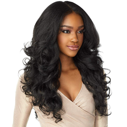 Sensationnel What Lace 13X6 Wigs - Latisha Lacefrontal Hand Tied Glueless Synthetic With Natural Density Preplucked Hairline (Jet Black 1)