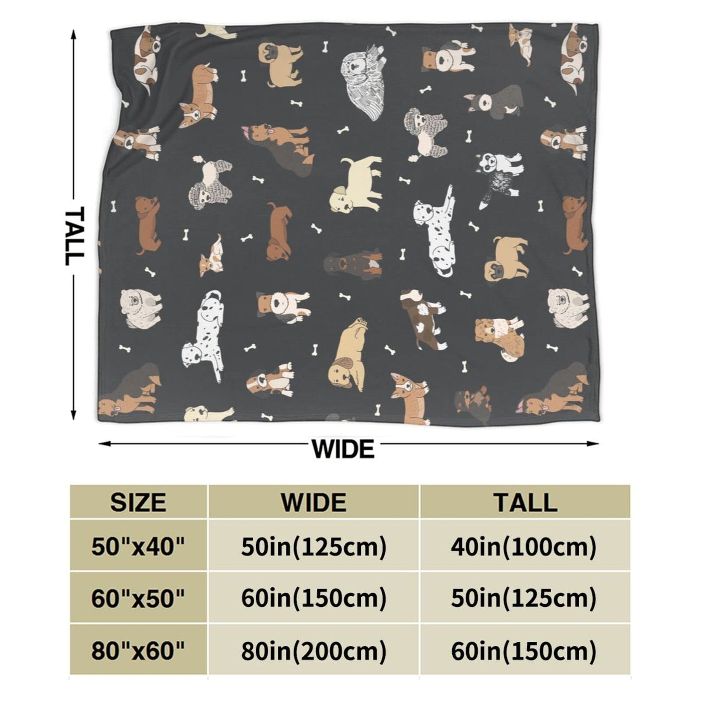 Perinsto Cute Throw Blanket Ultra Soft Warm All Season Decorative Fleece Blankets for Bed Chair Car Sofa Couch Bedroom 50" X 40”