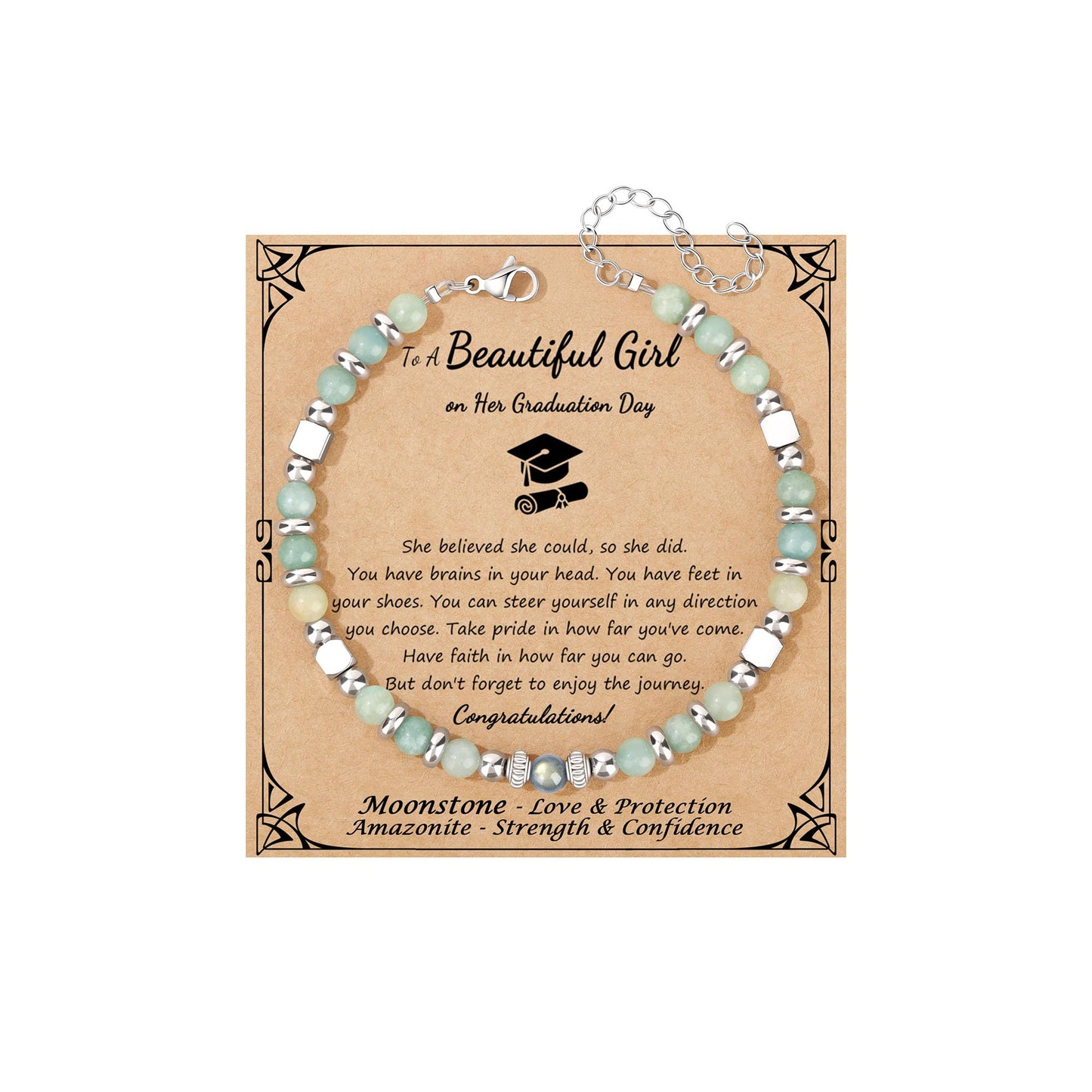 JoycuFF 𝗚𝗶𝗳𝘁𝘀 𝗳𝗼𝗿 𝗪𝗼𝗺𝗲𝗻 𝗠𝗼𝗼𝗻𝘀𝘁𝗼𝗻𝗲 𝗕𝗿𝗮𝗰𝗲𝗹𝗲𝘁 Amazonite Colorful Imperial Jasper Stainless Steel Beads Bracelets, Graduation Christmas Valentines Mothers Day Birthday Gifts