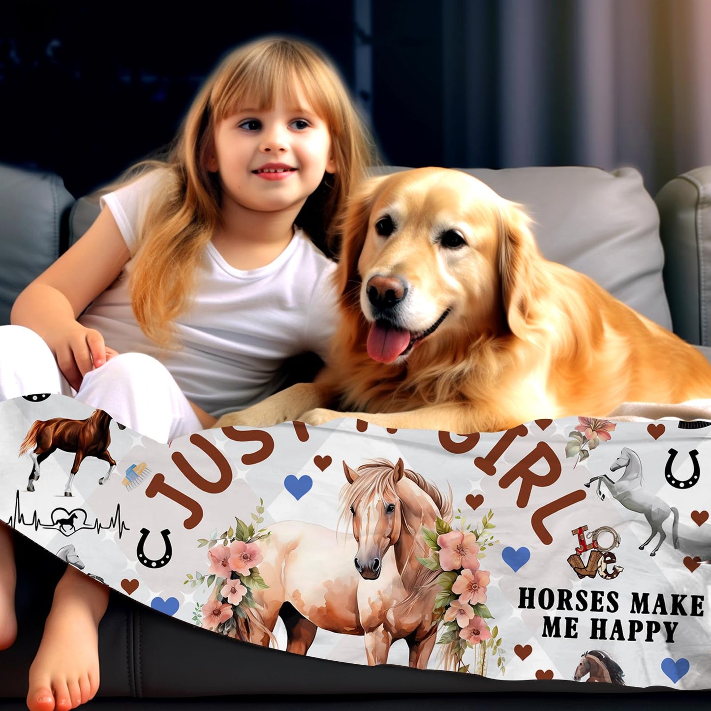Dog Gifts for Girls Women Puppy Plush Just A Girl Who Loves Dogs Print Throw Blanket Stuff Cute Puppys Themed Dog Blanket for Girls Women Kids Dogs Lovers Birthday Decorations Bed Room Decor 50"X40"