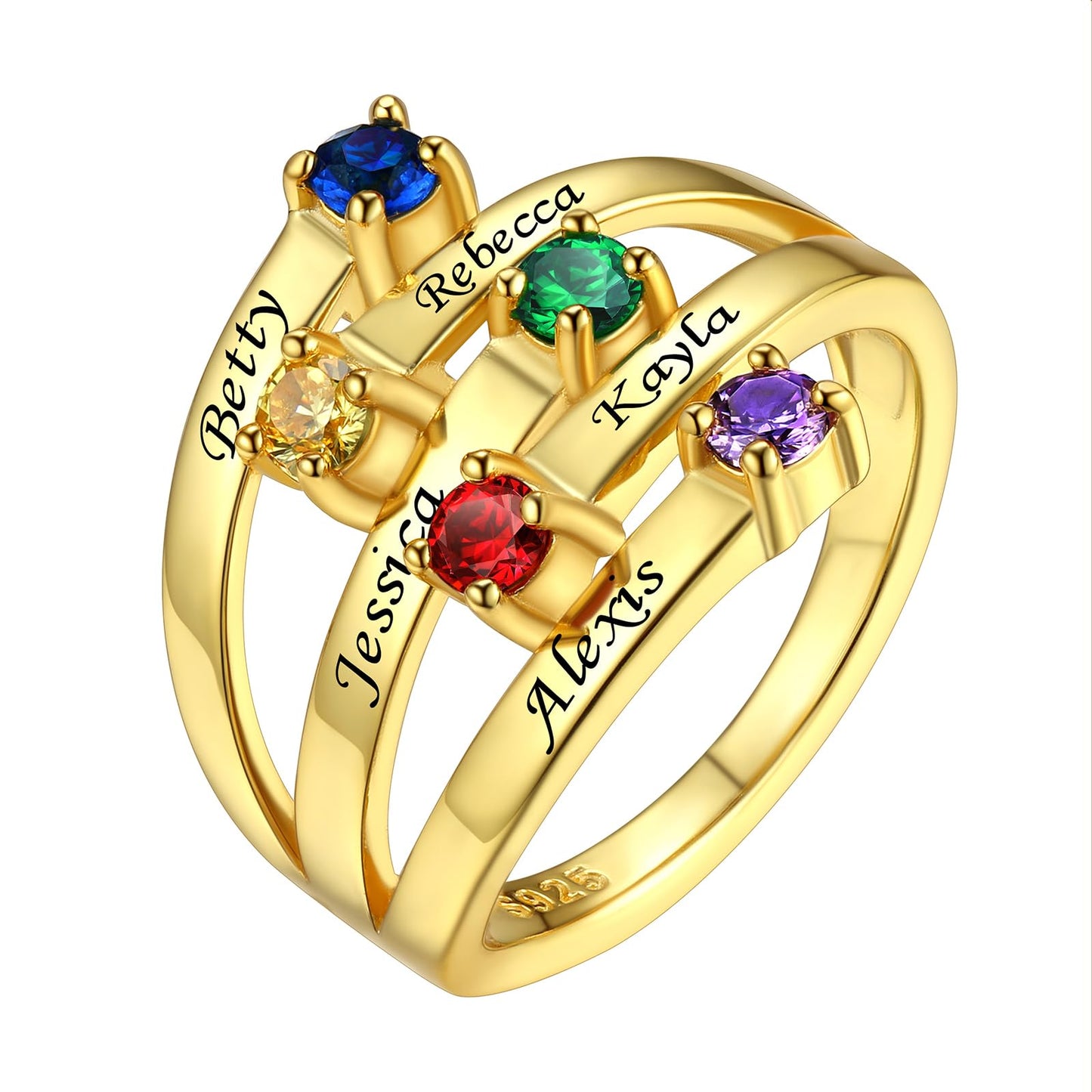 Custom4U Personalized 1-4 Birthstone Rings for Women Promise Rings for Her Sterling Silver Mothers Ring Customized Cubic Zirconia Stones Wedding/Valentine's Day/Mother's Day Jewelry Gift for Mom Wife