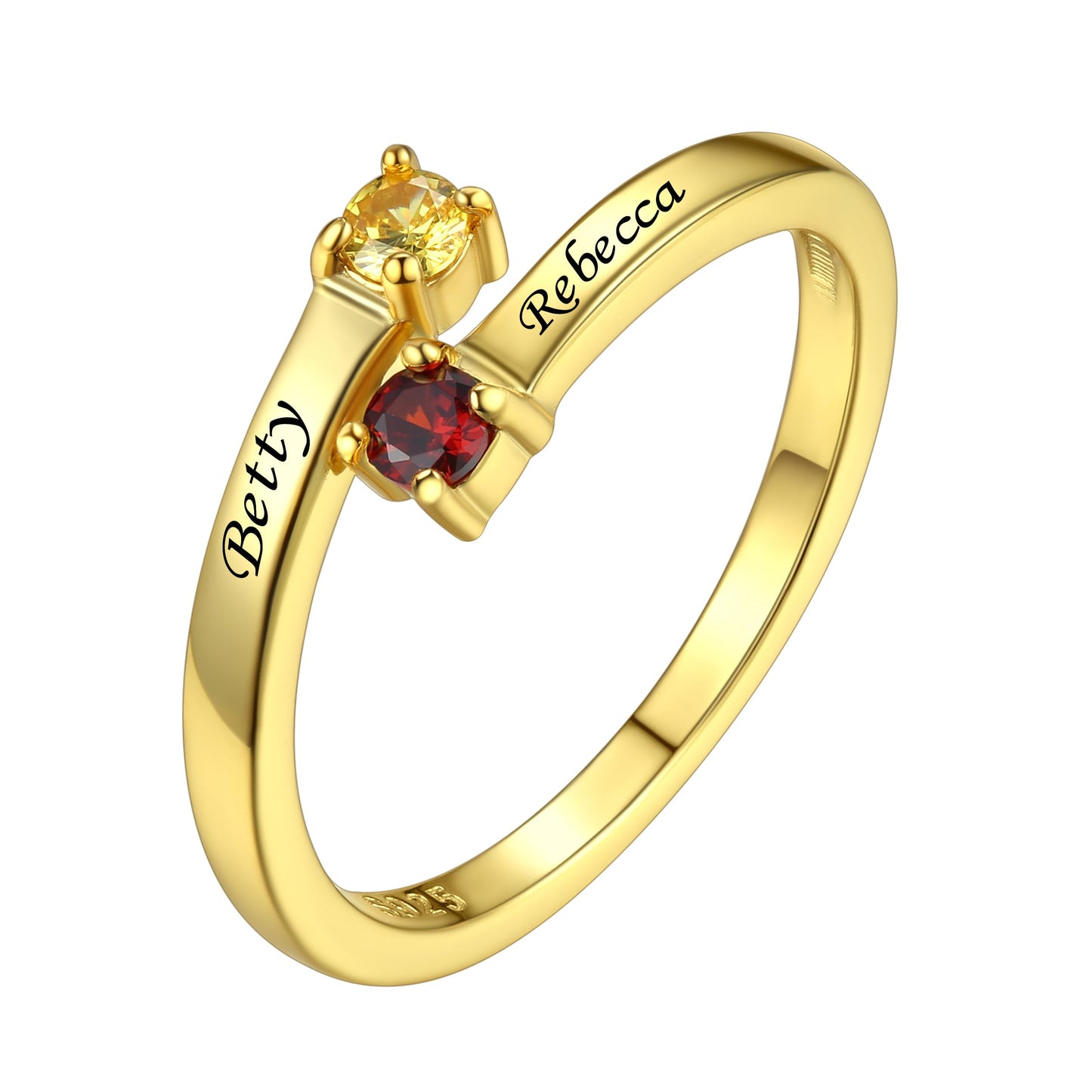 Custom4U Personalized 1-4 Birthstone Rings for Women Promise Rings for Her Sterling Silver Mothers Ring Customized Cubic Zirconia Stones Wedding/Valentine's Day/Mother's Day Jewelry Gift for Mom Wife