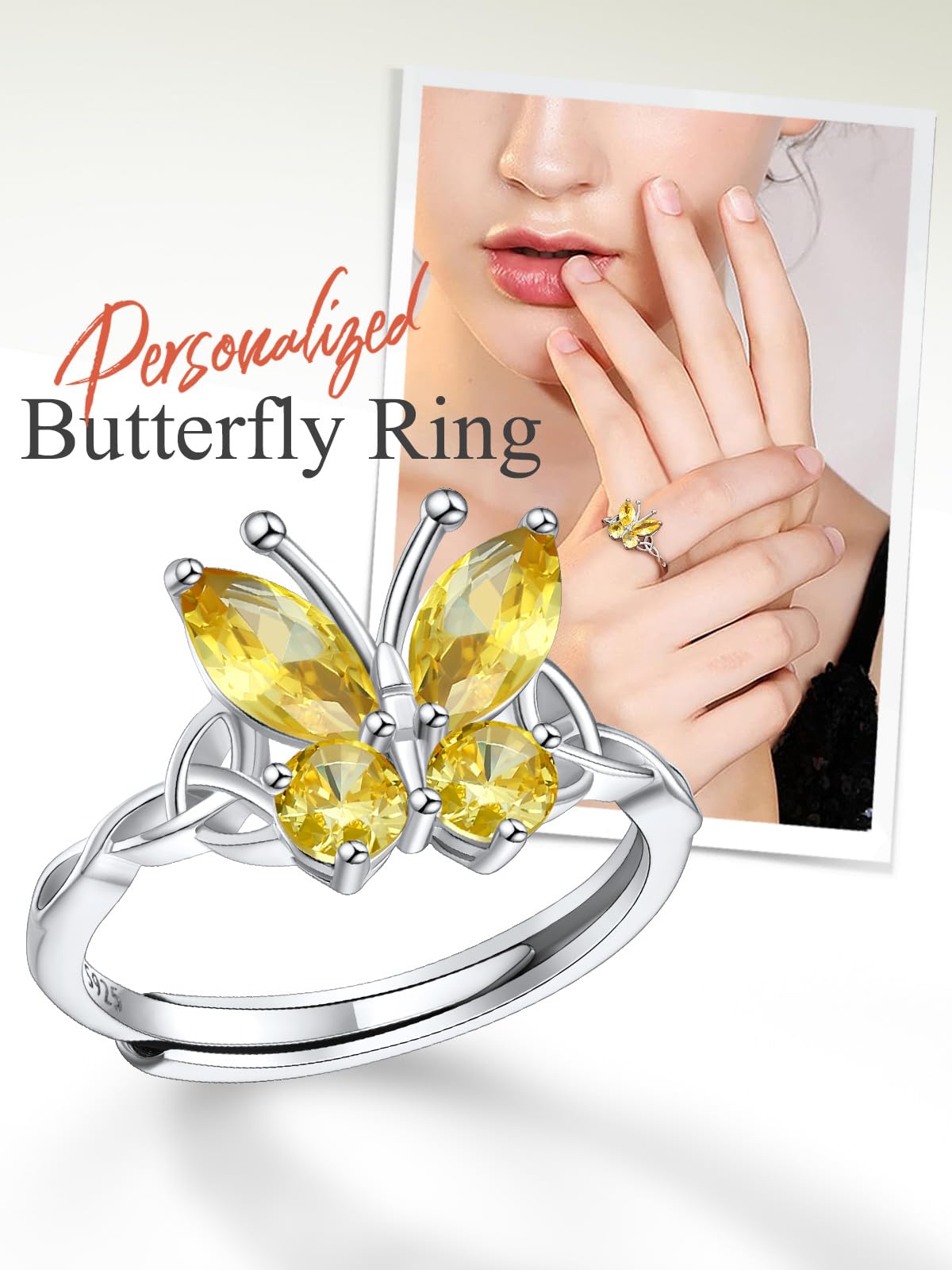 Custom4U Personalized 1-4 Birthstone Rings for Women Promise Rings for Her Sterling Silver Mothers Ring Customized Cubic Zirconia Stones Wedding/Valentine's Day/Mother's Day Jewelry Gift for Mom Wife