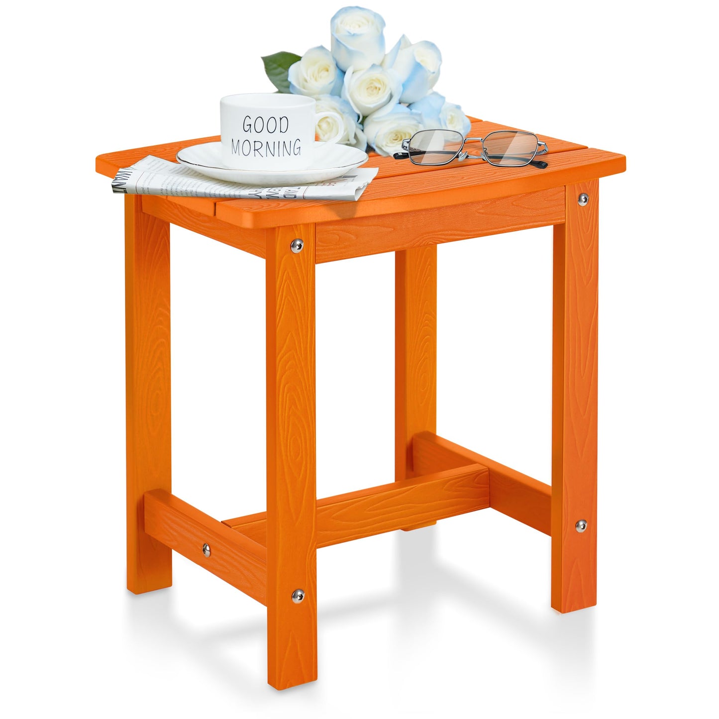 Y&M Adirondack Outdoor Side Table, HIPS Patio End Table, Waterproof Outside Table, Balcony Modern End Tables 23.5" inch Long for Garden, Pool, Beach, Porch, Deck, Indoor or Outdoor Use, Navy Blue