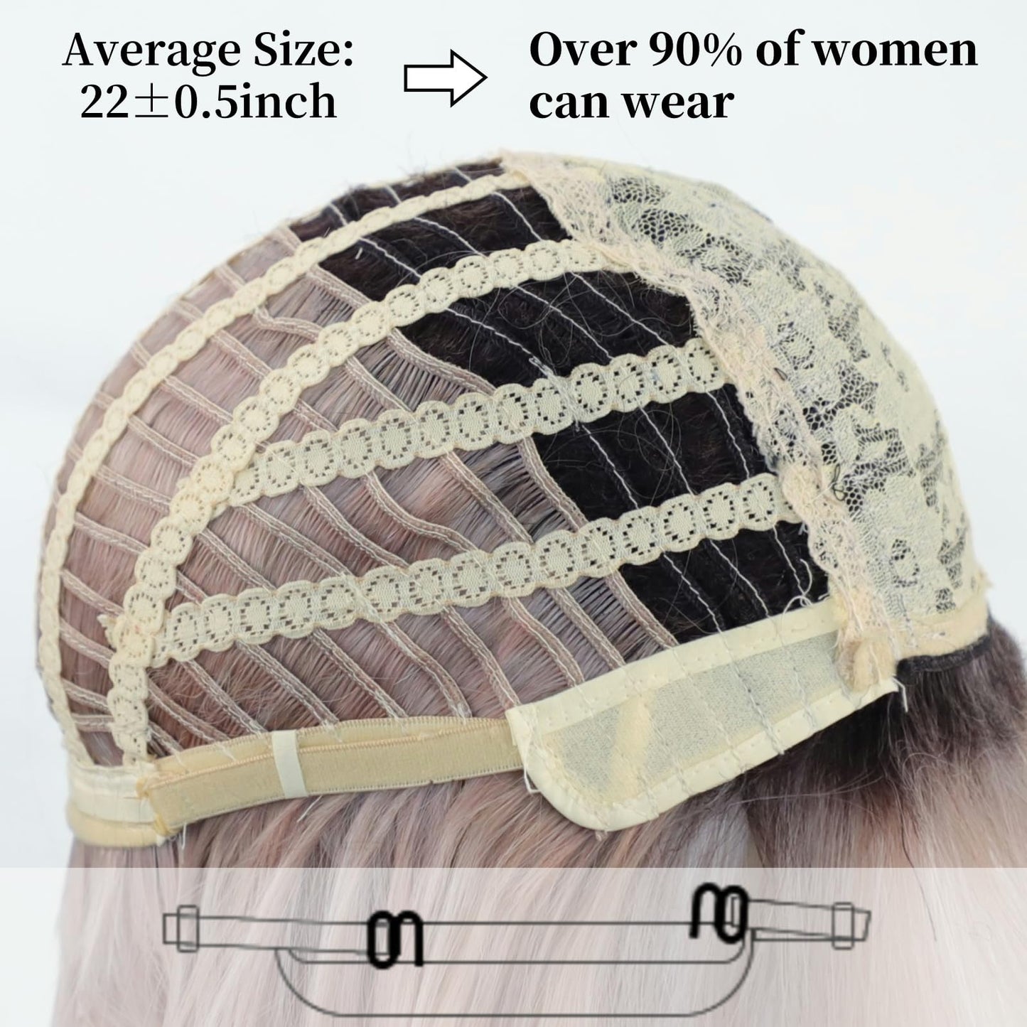 RENERSHOW Medium Length Bob Wigs for White Women Layered Blonde Highlight Straight Pixie Bob Wig with Bangs Heat Synthetic Natural Daily Party Wig 12inch Average Size Wig