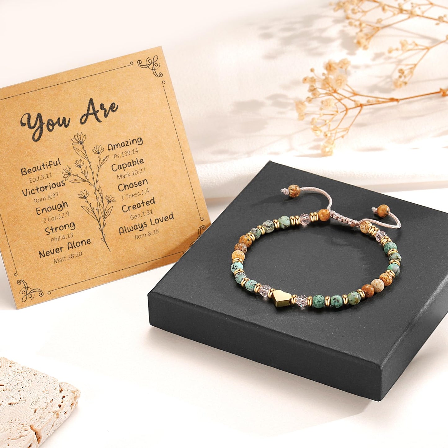 yupoxiu Inspirational Gifts for Women Birthday - Healing Natural Stone Bracelets, Thinking of You Get Well Soon Gifts for Women Friend Sister