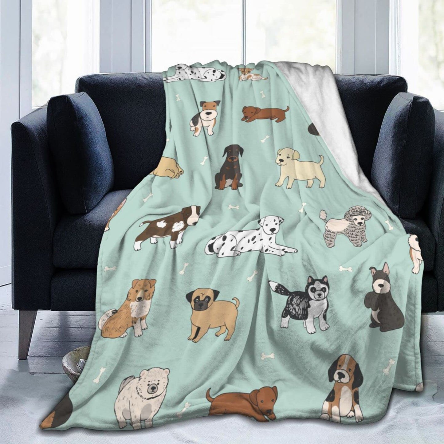 Perinsto Cute Throw Blanket Ultra Soft Warm All Season Decorative Fleece Blankets for Bed Chair Car Sofa Couch Bedroom 50" X 40”