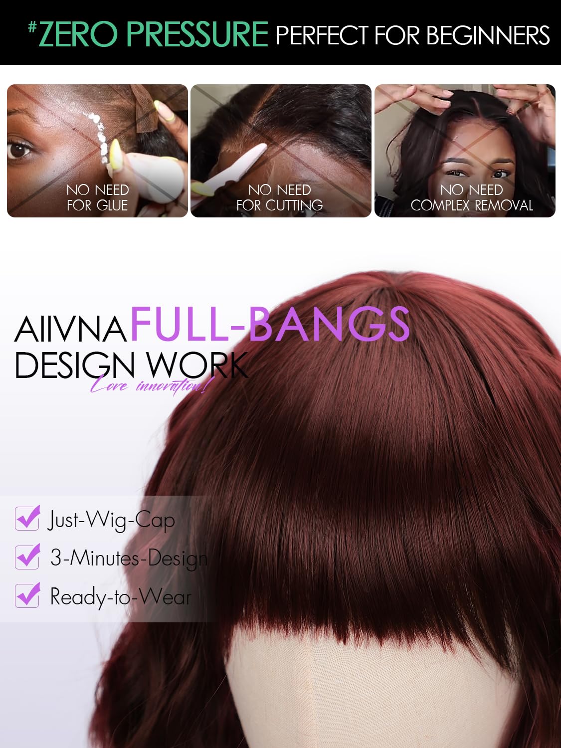 Bob Wavy Wigs for Women Reddish Caramel Brown Short Curly Hair Wig with Bangs Shoulder Length Style Synthetic Realistic Heat Resistant Wig for Everyday Hairstyle 16 Inch