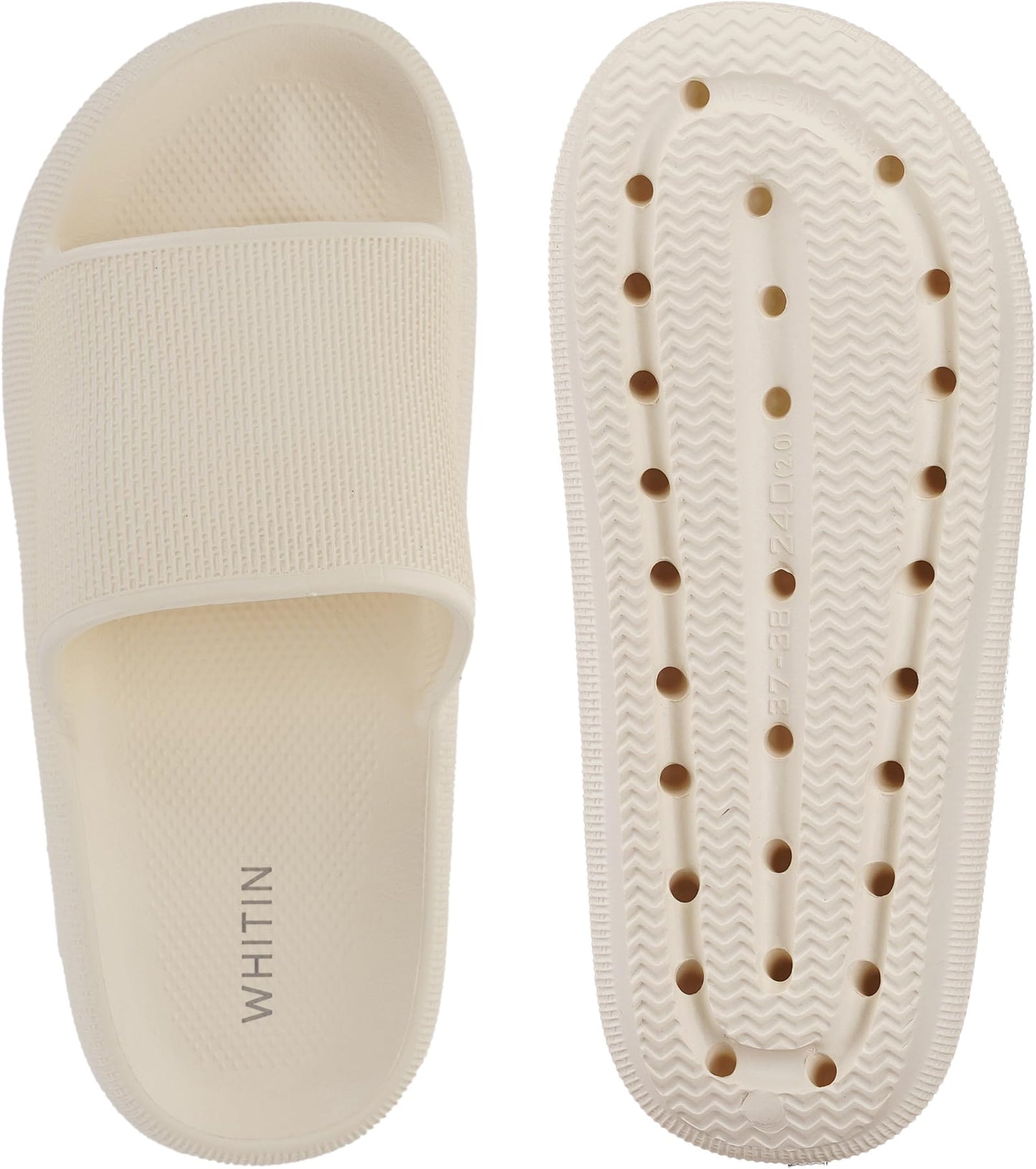 WHITIN Slippers for Women Non Slip | Cushioned Thick Sole Slides | Quick Drying Bathroom Sandals