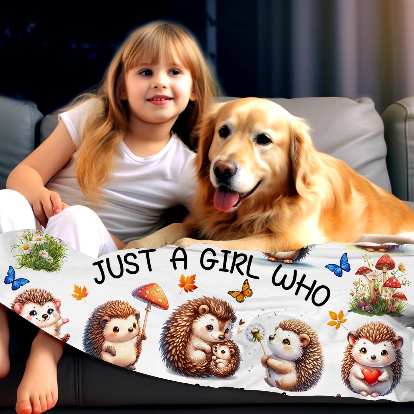 Dog Gifts for Girls Women Puppy Plush Just A Girl Who Loves Dogs Print Throw Blanket Stuff Cute Puppys Themed Dog Blanket for Girls Women Kids Dogs Lovers Birthday Decorations Bed Room Decor 50"X40"