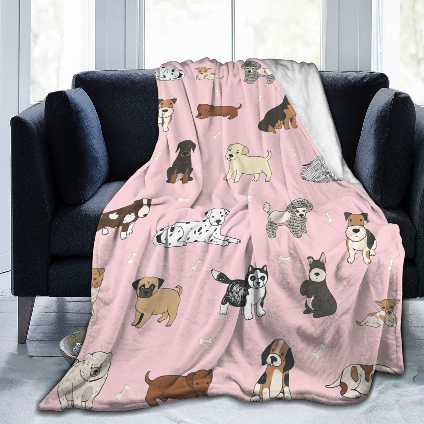 Perinsto Cute Throw Blanket Ultra Soft Warm All Season Decorative Fleece Blankets for Bed Chair Car Sofa Couch Bedroom 50" X 40”