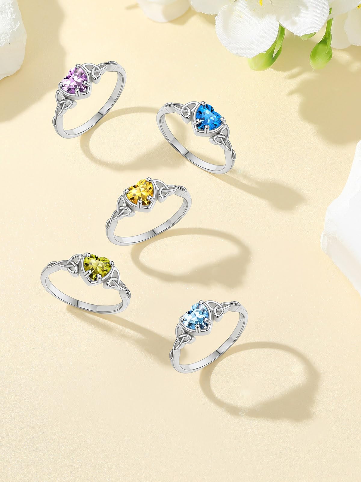 Custom4U Personalized 1-4 Birthstone Rings for Women Promise Rings for Her Sterling Silver Mothers Ring Customized Cubic Zirconia Stones Wedding/Valentine's Day/Mother's Day Jewelry Gift for Mom Wife