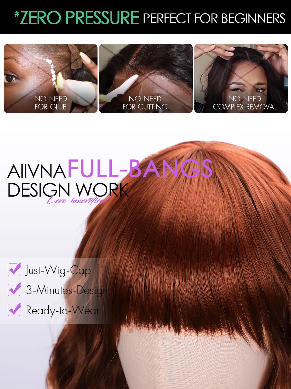 Bob Wavy Wigs for Women Reddish Caramel Brown Short Curly Hair Wig with Bangs Shoulder Length Style Synthetic Realistic Heat Resistant Wig for Everyday Hairstyle 16 Inch