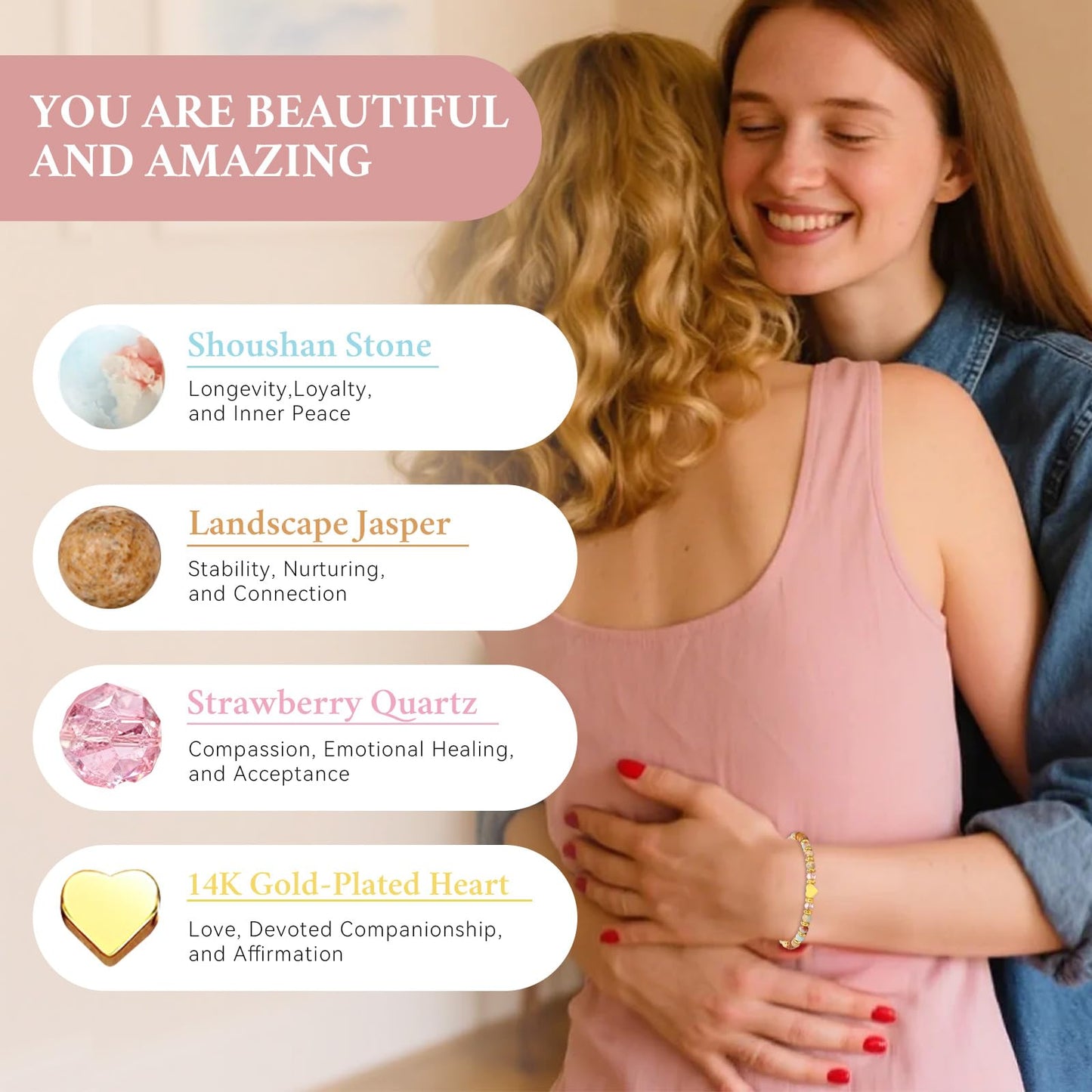 yupoxiu Inspirational Gifts for Women Birthday - Healing Natural Stone Bracelets, Thinking of You Get Well Soon Gifts for Women Friend Sister