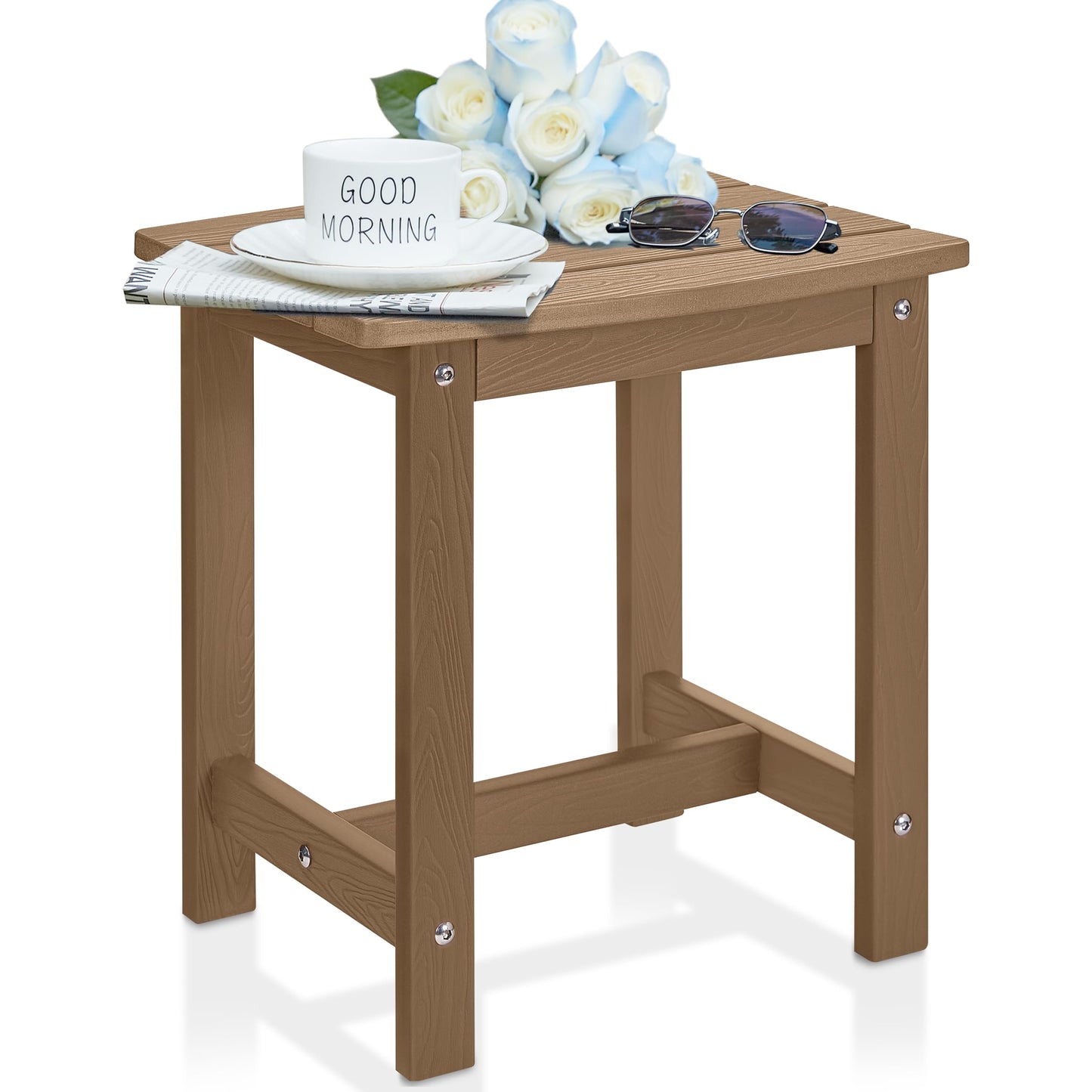Y&M Adirondack Outdoor Side Table, HIPS Patio End Table, Waterproof Outside Table, Balcony Modern End Tables 23.5" inch Long for Garden, Pool, Beach, Porch, Deck, Indoor or Outdoor Use, Navy Blue