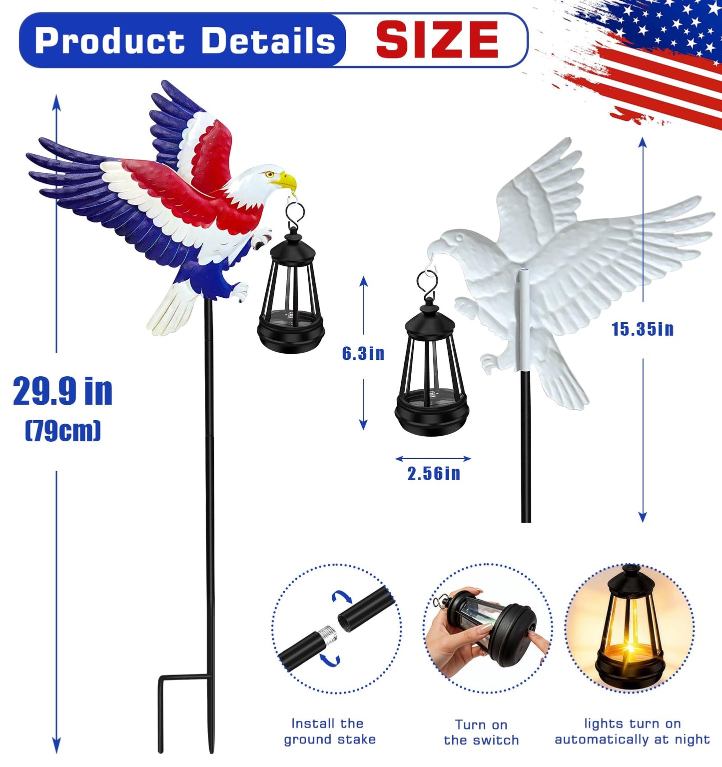 ZFNN Solar Garden Decor Lights Outdoor Waterproof, Metal Butterfly Stakes with Solar Lanterns, Solar Garden Lights for Decorative Yard Art Outside Patio Lawn Ornaments, Gifts for Women Mom