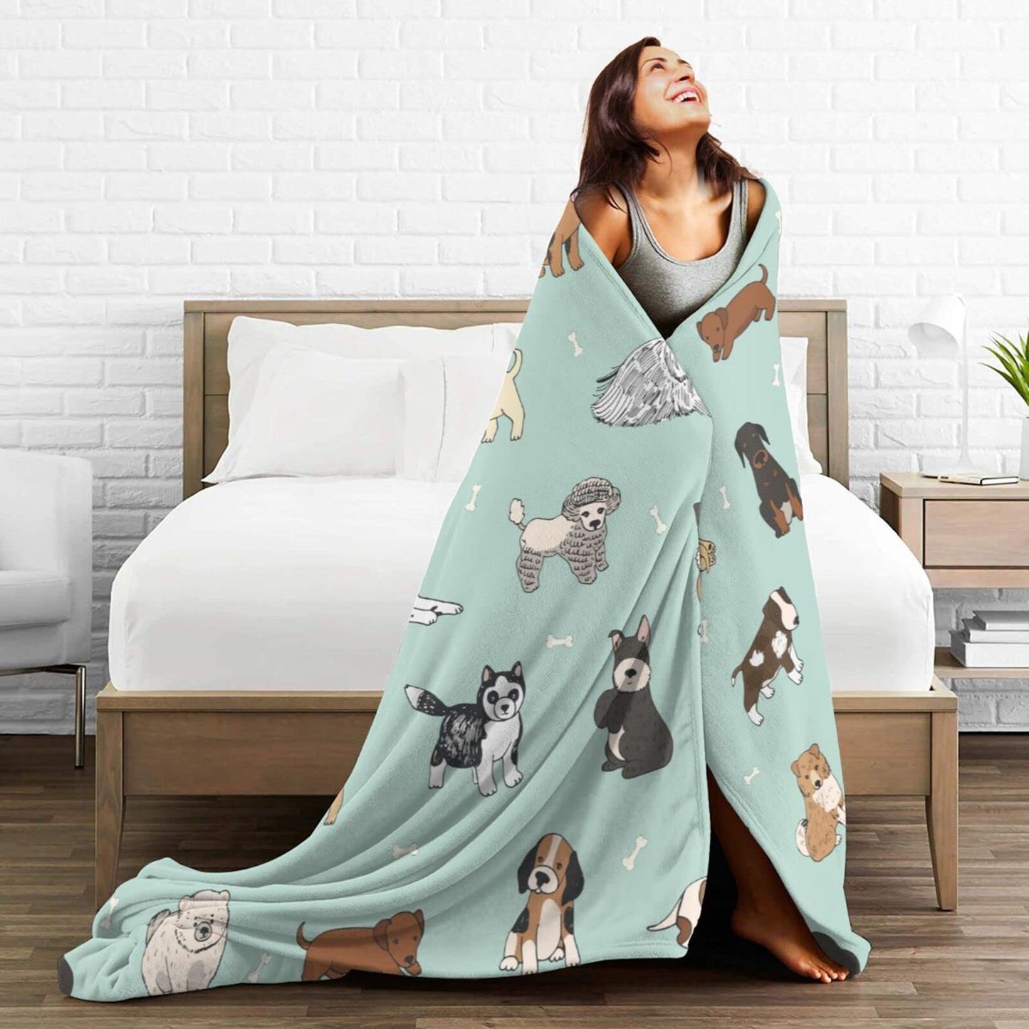 Perinsto Cute Throw Blanket Ultra Soft Warm All Season Decorative Fleece Blankets for Bed Chair Car Sofa Couch Bedroom 50" X 40”