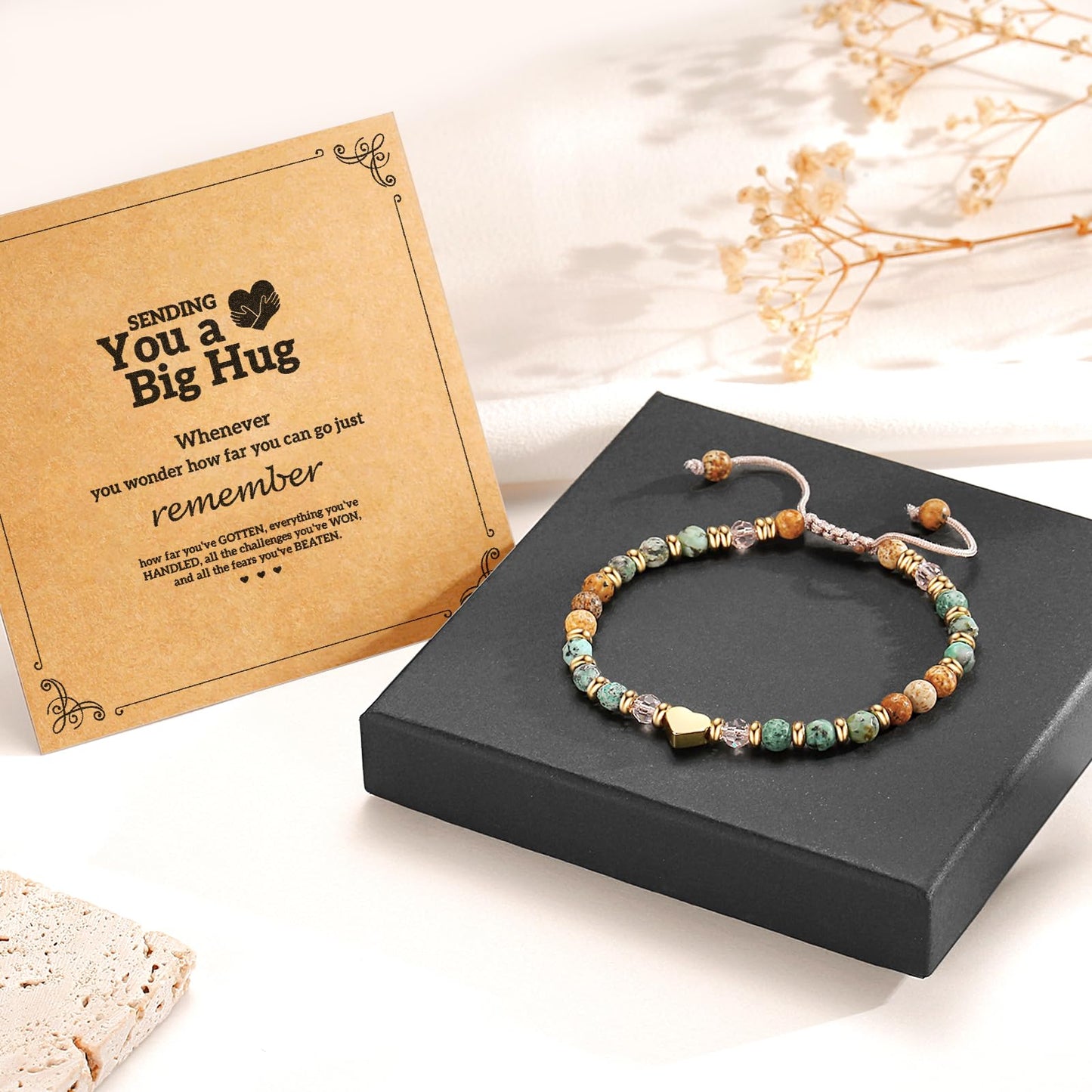 yupoxiu Inspirational Gifts for Women Birthday - Healing Natural Stone Bracelets, Thinking of You Get Well Soon Gifts for Women Friend Sister