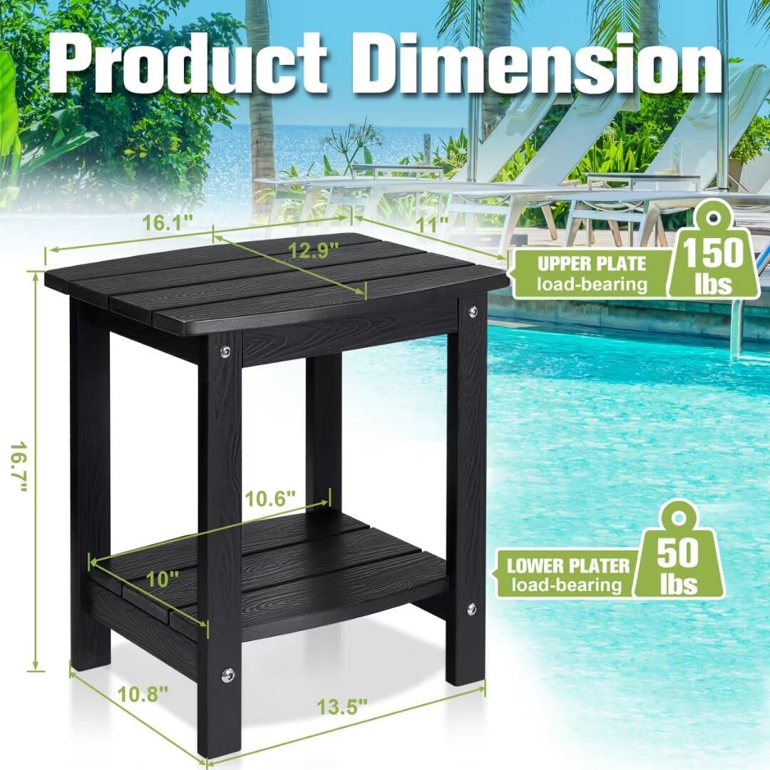 Y&M Adirondack Outdoor Side Table, HIPS Patio End Table, Waterproof Outside Table, Balcony Modern End Tables 23.5" inch Long for Garden, Pool, Beach, Porch, Deck, Indoor or Outdoor Use, Navy Blue