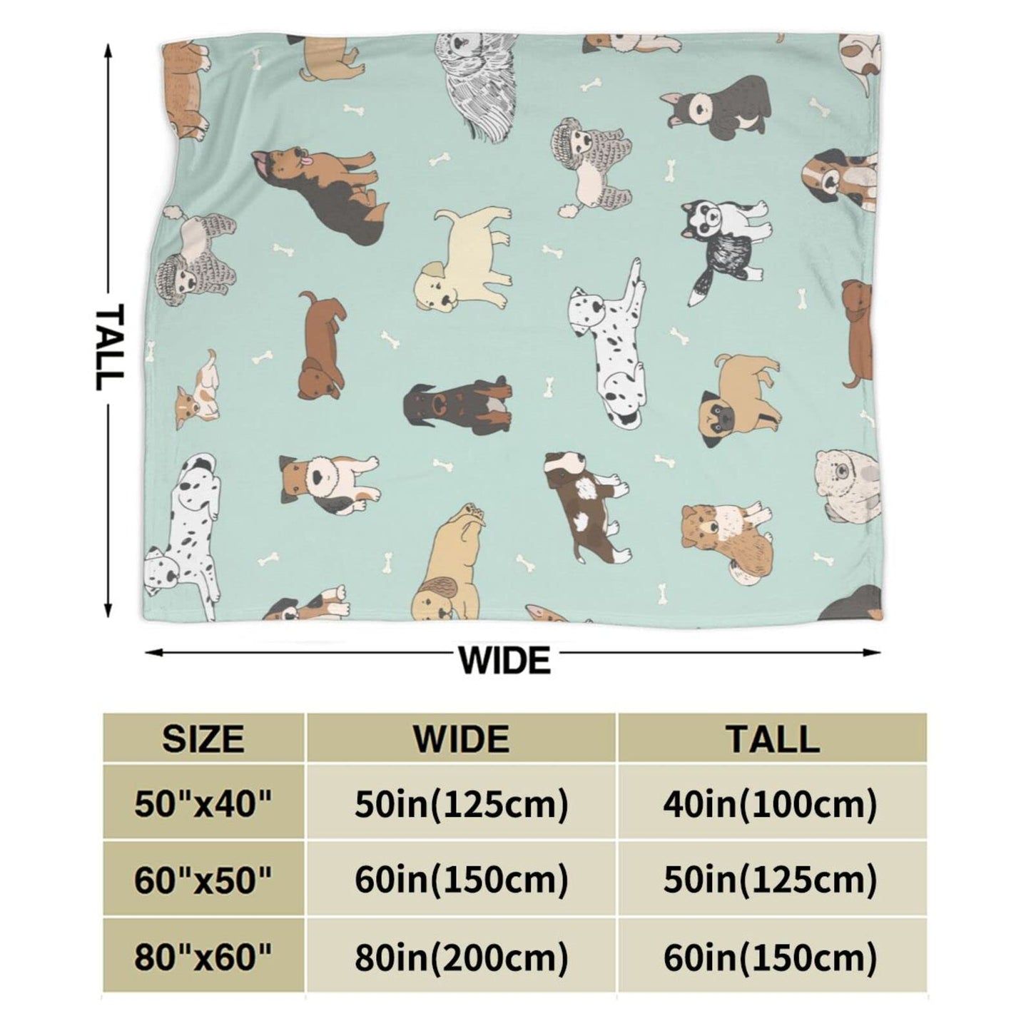 Perinsto Cute Throw Blanket Ultra Soft Warm All Season Decorative Fleece Blankets for Bed Chair Car Sofa Couch Bedroom 50" X 40”