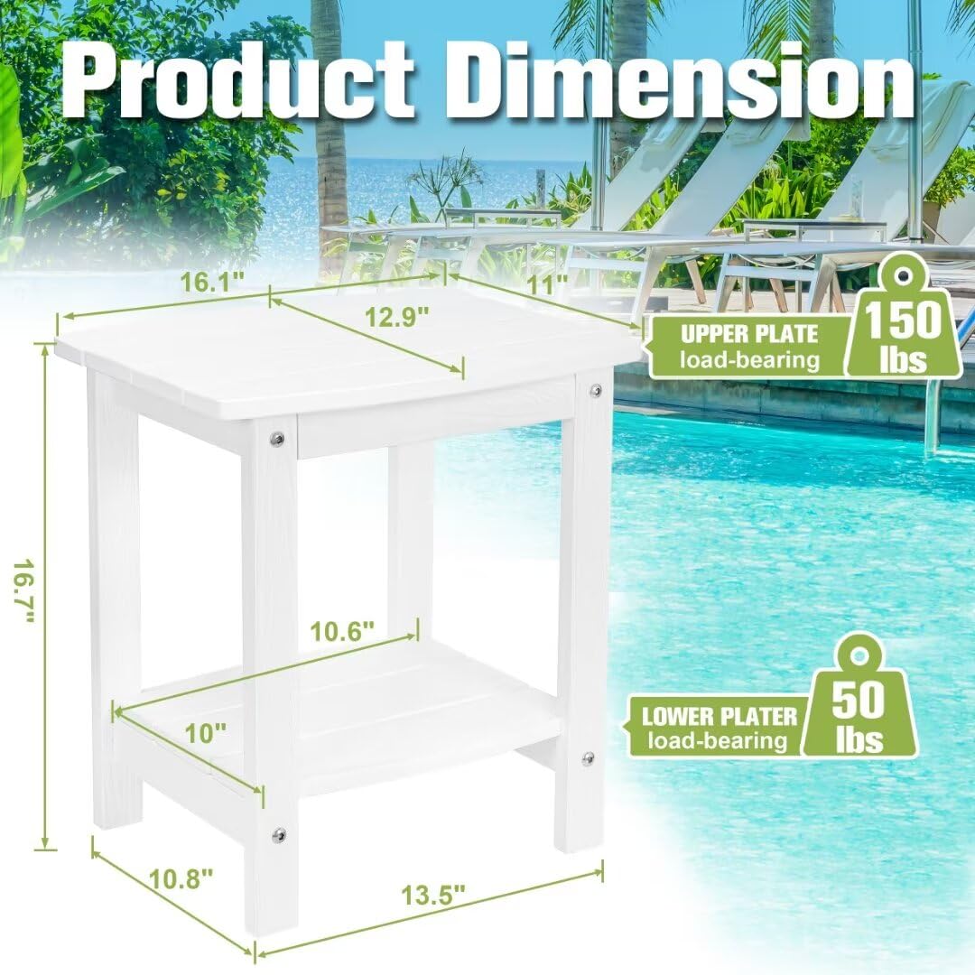 Y&M Adirondack Outdoor Side Table, HIPS Patio End Table, Waterproof Outside Table, Balcony Modern End Tables 23.5" inch Long for Garden, Pool, Beach, Porch, Deck, Indoor or Outdoor Use, Navy Blue