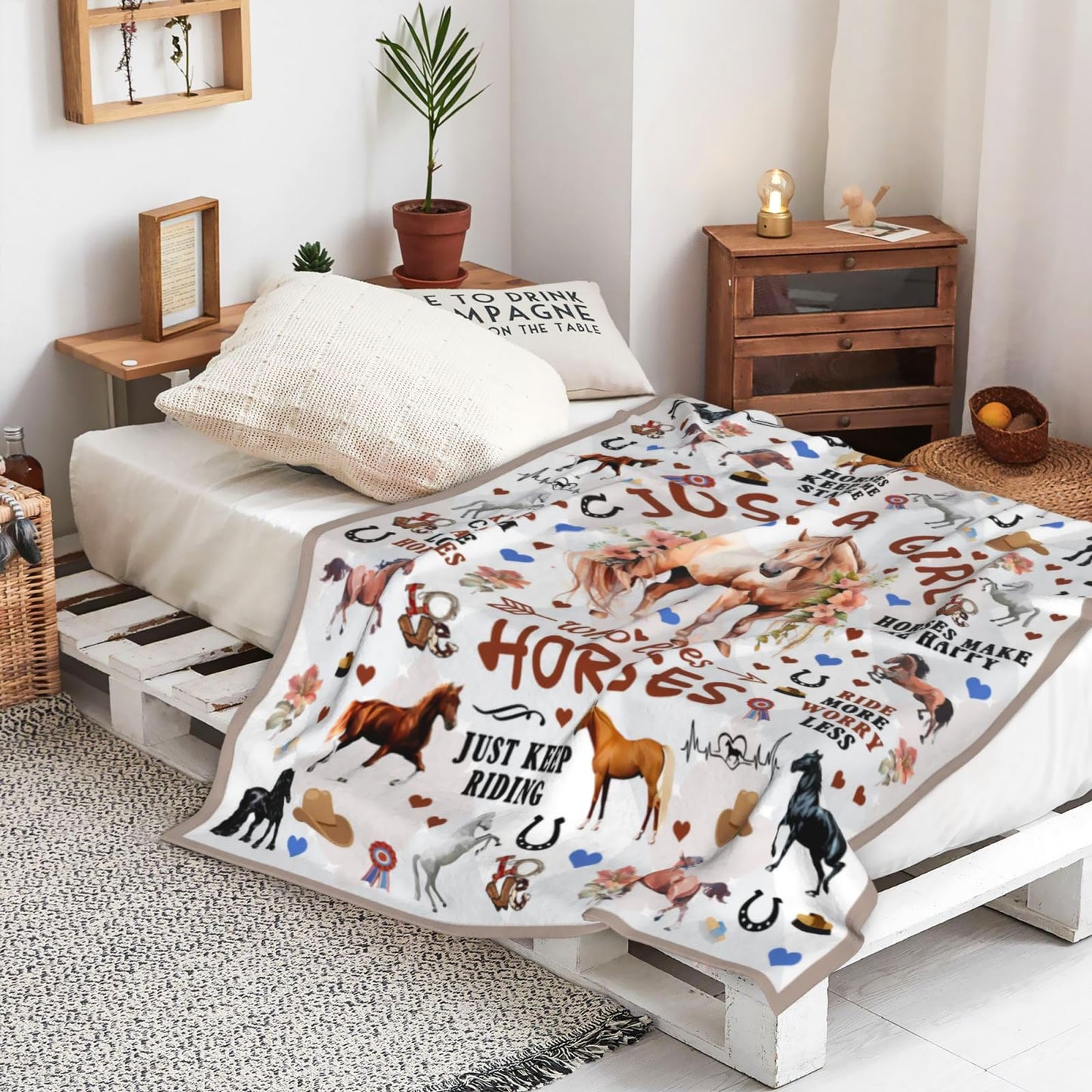 Dog Gifts for Girls Women Puppy Plush Just A Girl Who Loves Dogs Print Throw Blanket Stuff Cute Puppys Themed Dog Blanket for Girls Women Kids Dogs Lovers Birthday Decorations Bed Room Decor 50"X40"