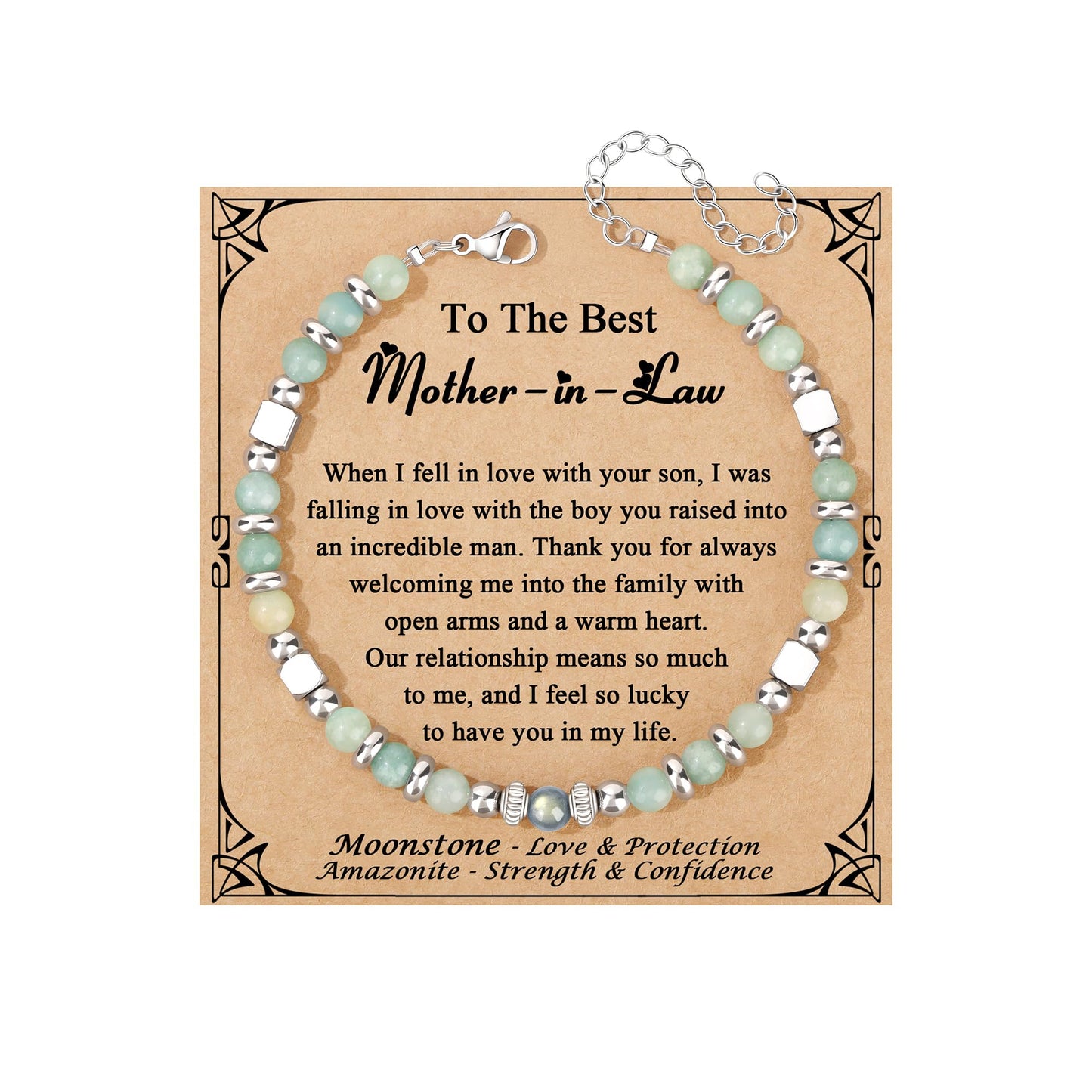 JoycuFF 𝗚𝗶𝗳𝘁𝘀 𝗳𝗼𝗿 𝗪𝗼𝗺𝗲𝗻 𝗠𝗼𝗼𝗻𝘀𝘁𝗼𝗻𝗲 𝗕𝗿𝗮𝗰𝗲𝗹𝗲𝘁 Amazonite Colorful Imperial Jasper Stainless Steel Beads Bracelets, Graduation Christmas Valentines Mothers Day Birthday Gifts