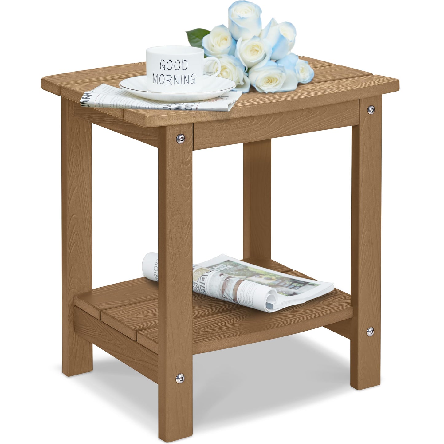Y&M Adirondack Outdoor Side Table, HIPS Patio End Table, Waterproof Outside Table, Balcony Modern End Tables 23.5" inch Long for Garden, Pool, Beach, Porch, Deck, Indoor or Outdoor Use, Navy Blue