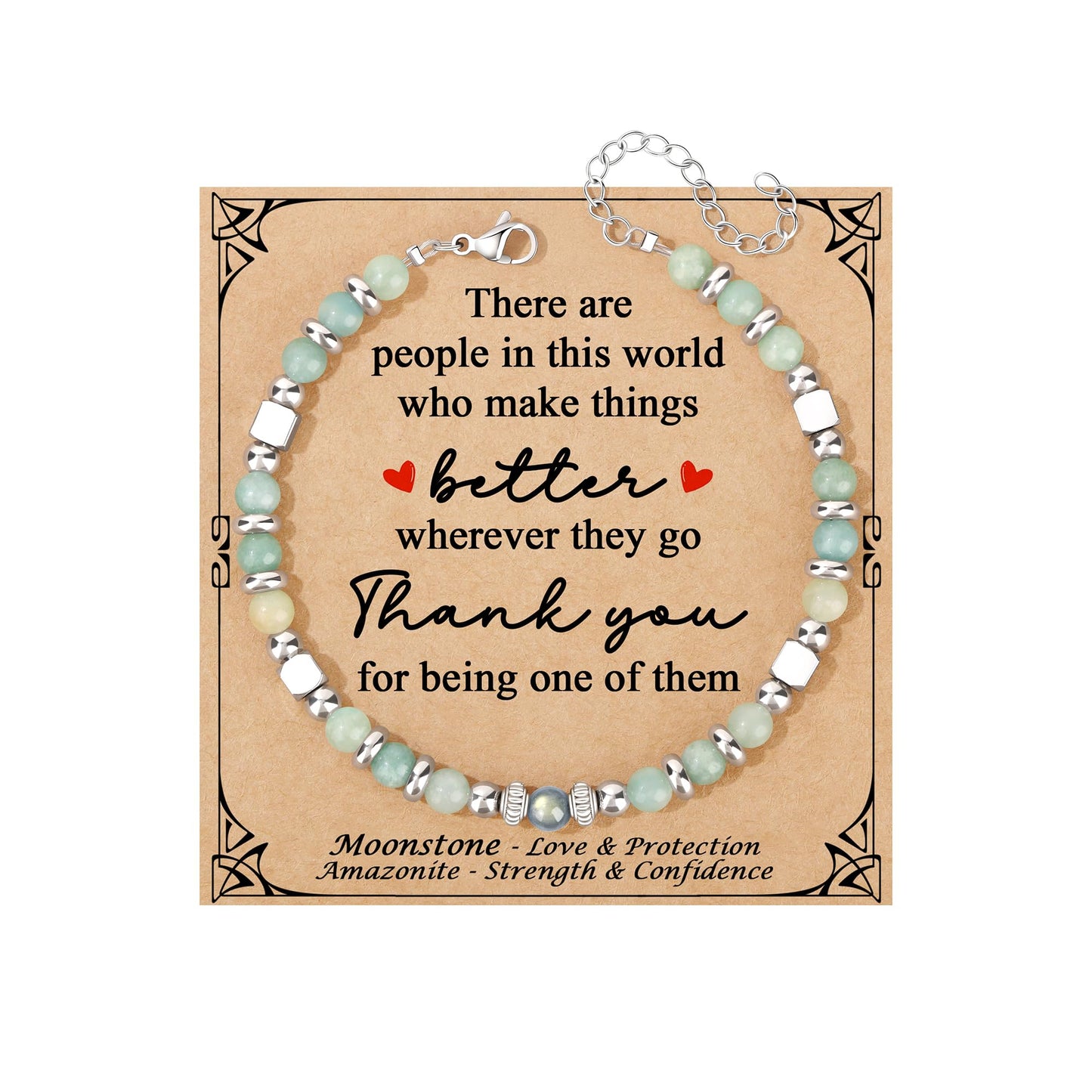 JoycuFF 𝗚𝗶𝗳𝘁𝘀 𝗳𝗼𝗿 𝗪𝗼𝗺𝗲𝗻 𝗠𝗼𝗼𝗻𝘀𝘁𝗼𝗻𝗲 𝗕𝗿𝗮𝗰𝗲𝗹𝗲𝘁 Amazonite Colorful Imperial Jasper Stainless Steel Beads Bracelets, Graduation Christmas Valentines Mothers Day Birthday Gifts