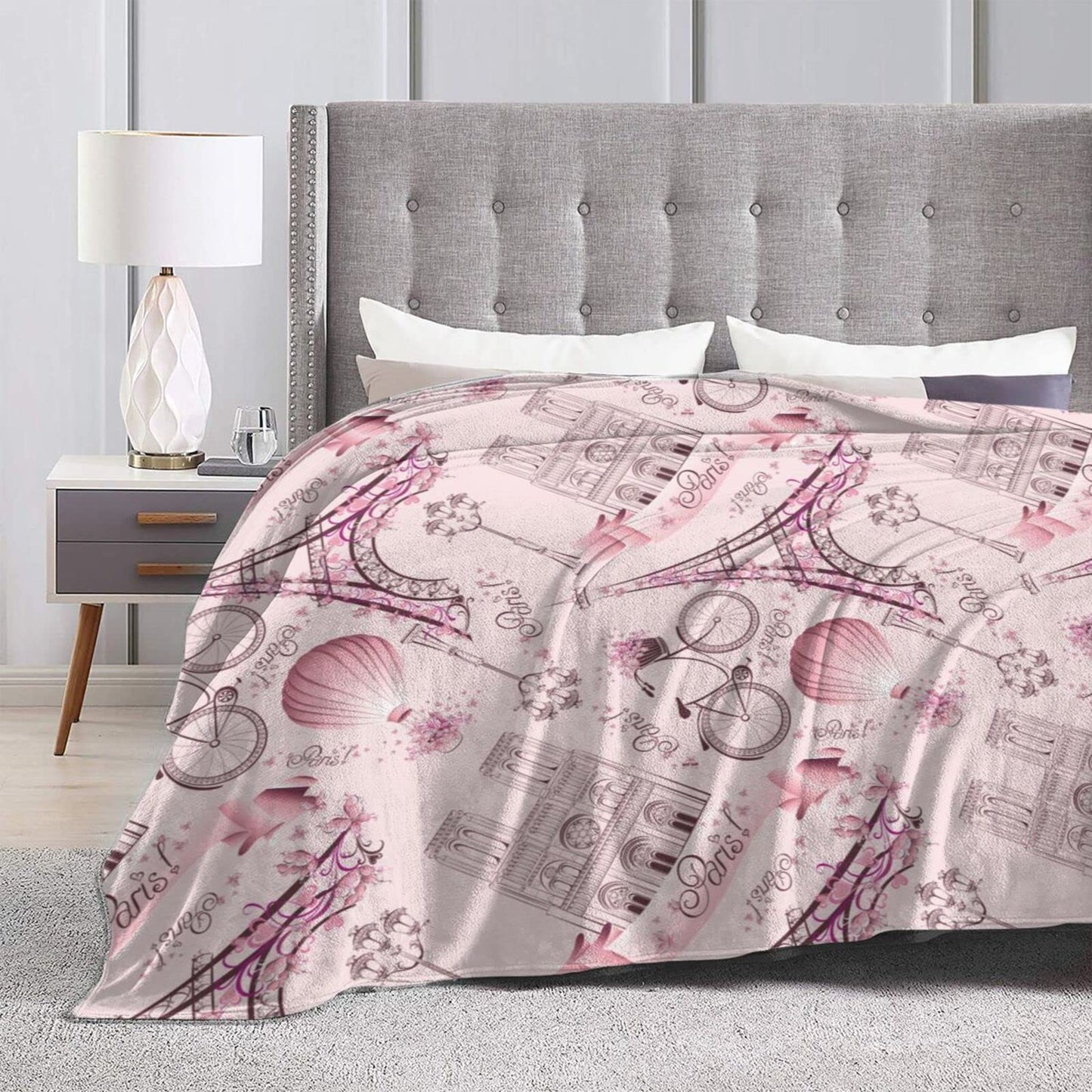 Perinsto Cute Throw Blanket Ultra Soft Warm All Season Decorative Fleece Blankets for Bed Chair Car Sofa Couch Bedroom 50" X 40”