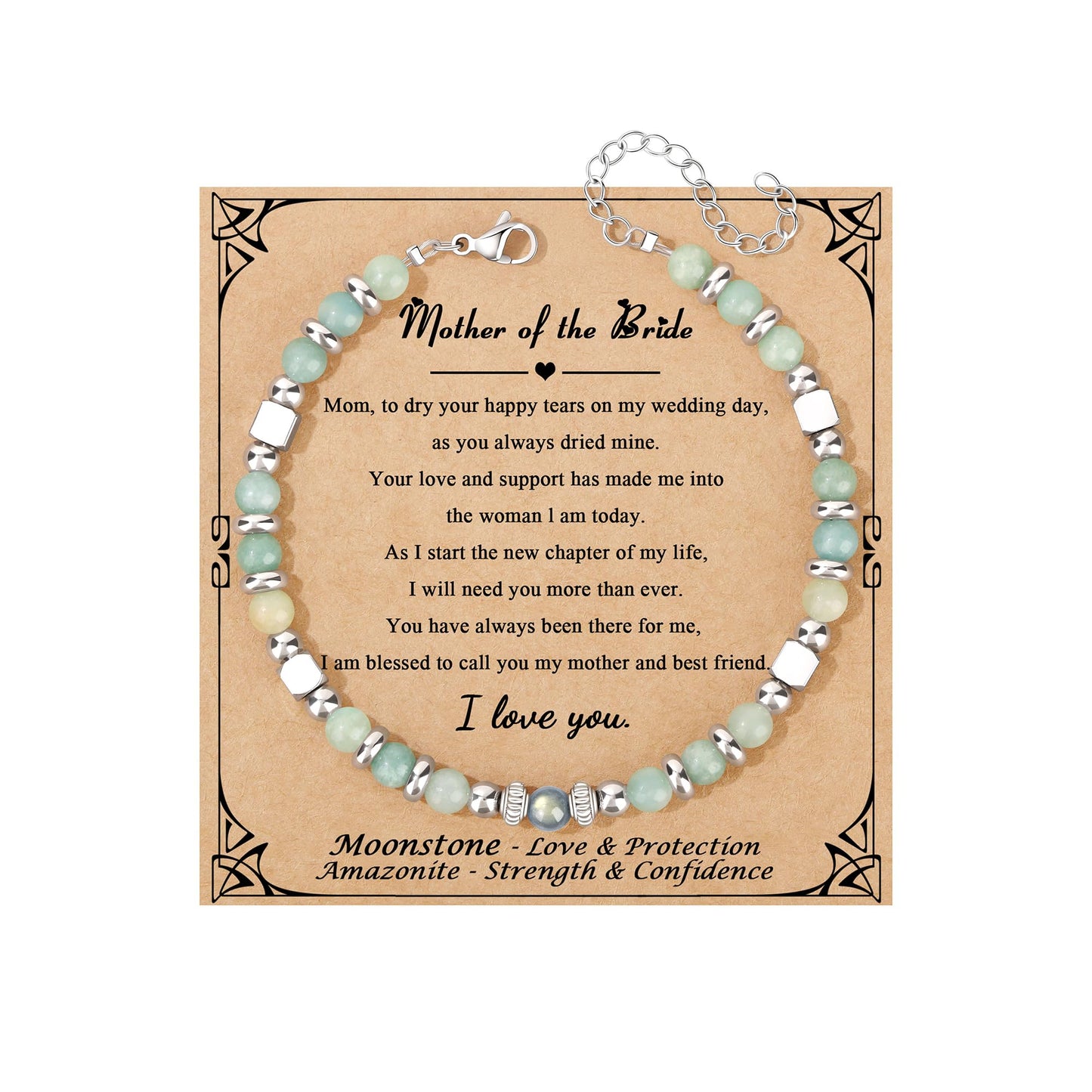 JoycuFF 𝗚𝗶𝗳𝘁𝘀 𝗳𝗼𝗿 𝗪𝗼𝗺𝗲𝗻 𝗠𝗼𝗼𝗻𝘀𝘁𝗼𝗻𝗲 𝗕𝗿𝗮𝗰𝗲𝗹𝗲𝘁 Amazonite Colorful Imperial Jasper Stainless Steel Beads Bracelets, Graduation Christmas Valentines Mothers Day Birthday Gifts