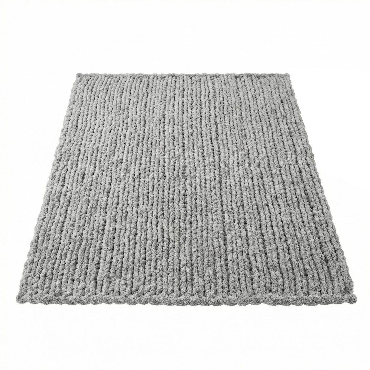 Amélie Home Chunky Knit Throw Blanket for Couch, Soft Chenille Handmade Crochet Throw Rope Knot Blanket for Couch, 50"x60", Space-Dyed Blue Striped