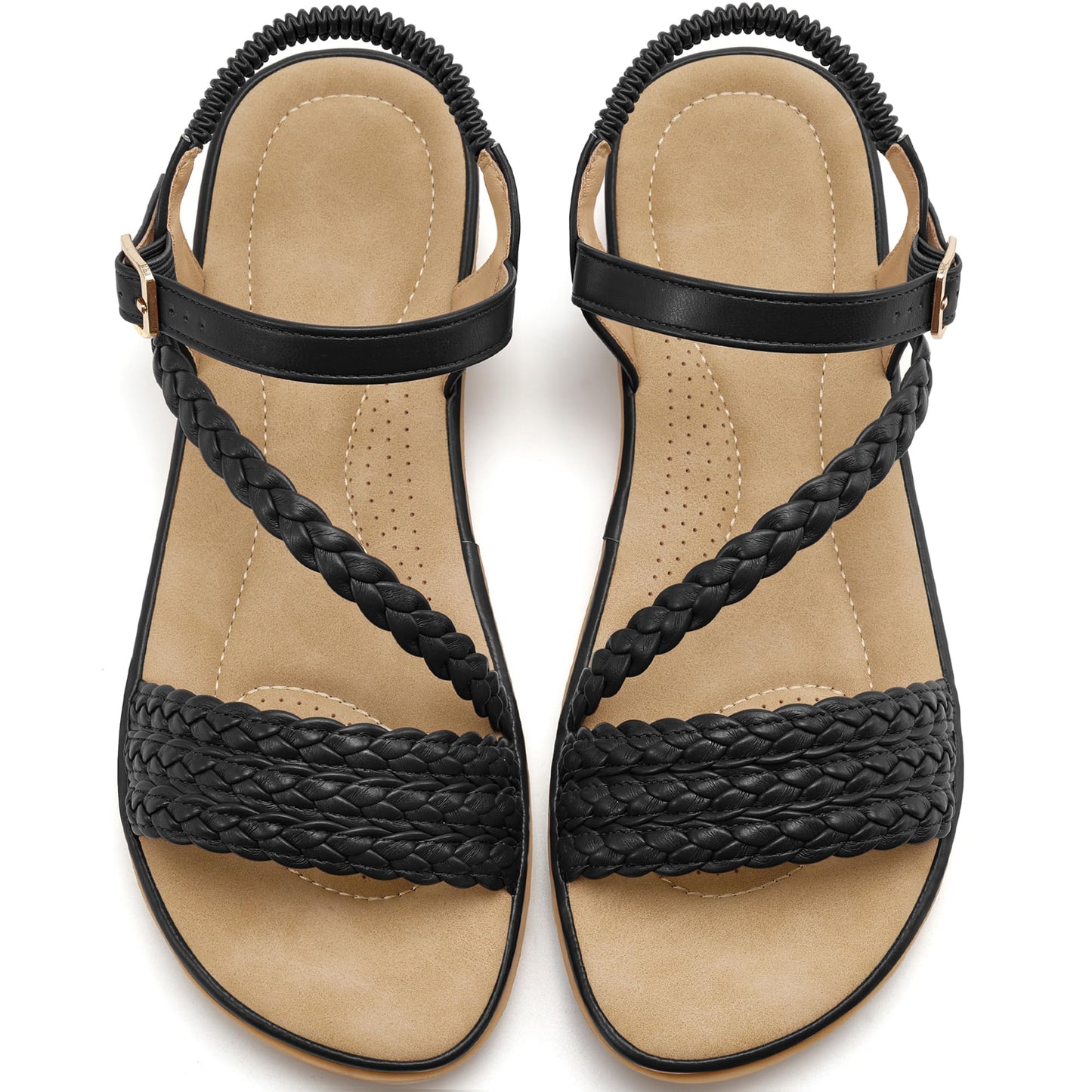 Aomigoct Dressy Womens Sandals Summer: Comfortable Strappy Flats Sandals Women - Casual Walking Woman Shoes