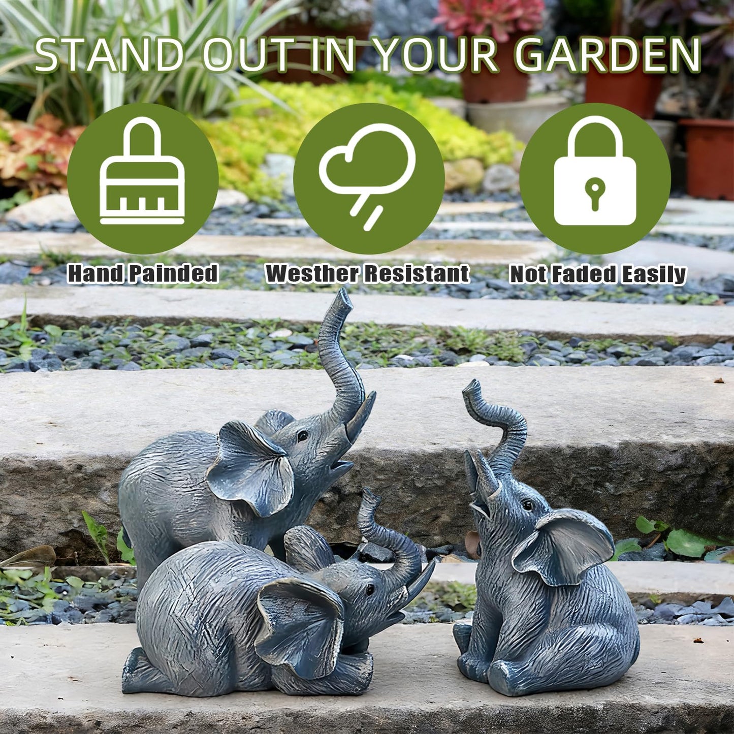 LEGIFO Bunny Decor Yard Decorations Outdoor Set of 3, Bunny Decorations for Home Garden Outdoor Statues, Easter Rabbit Figurines mom Gifts