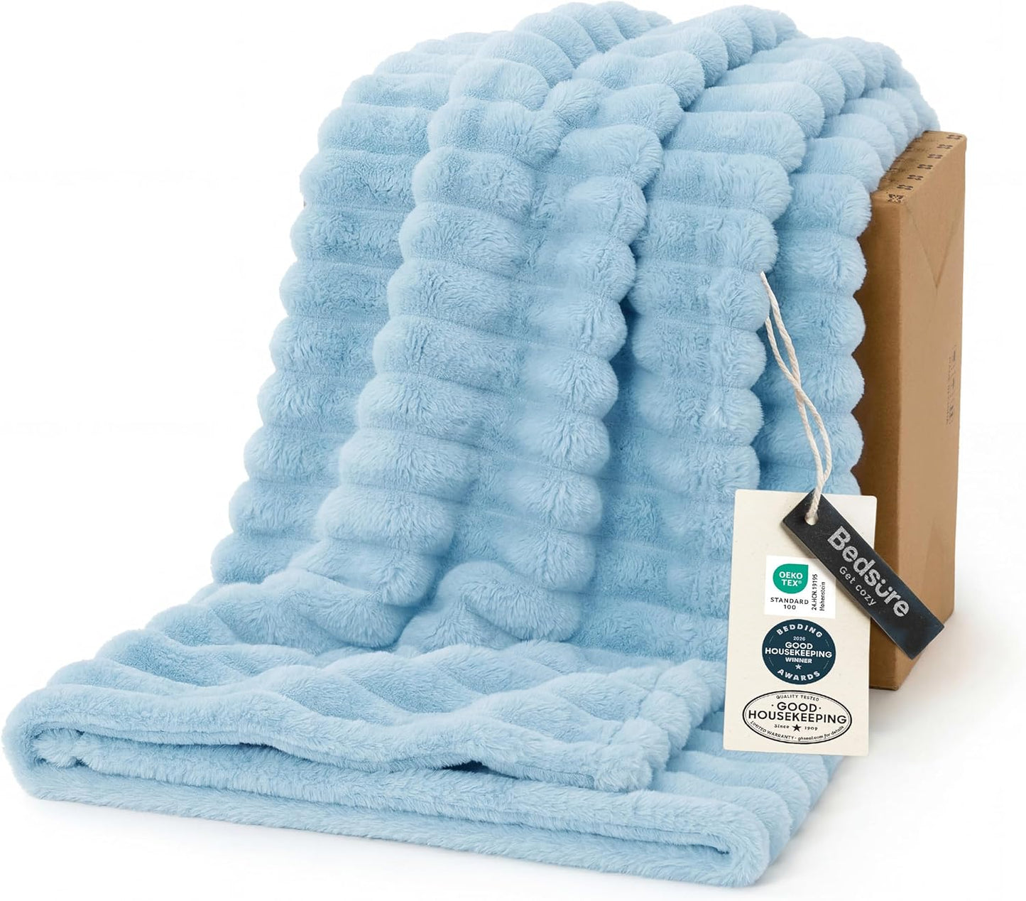 Bedsure GentleSoft White Throw Blanket for Couch - Graduation Gifts Teacher Birthday Gifts for Women Mom Her Girls, Cozy Fleece Blanket for Sofa Bed Living Room Home Decor, Off White, 50x60 Inchess